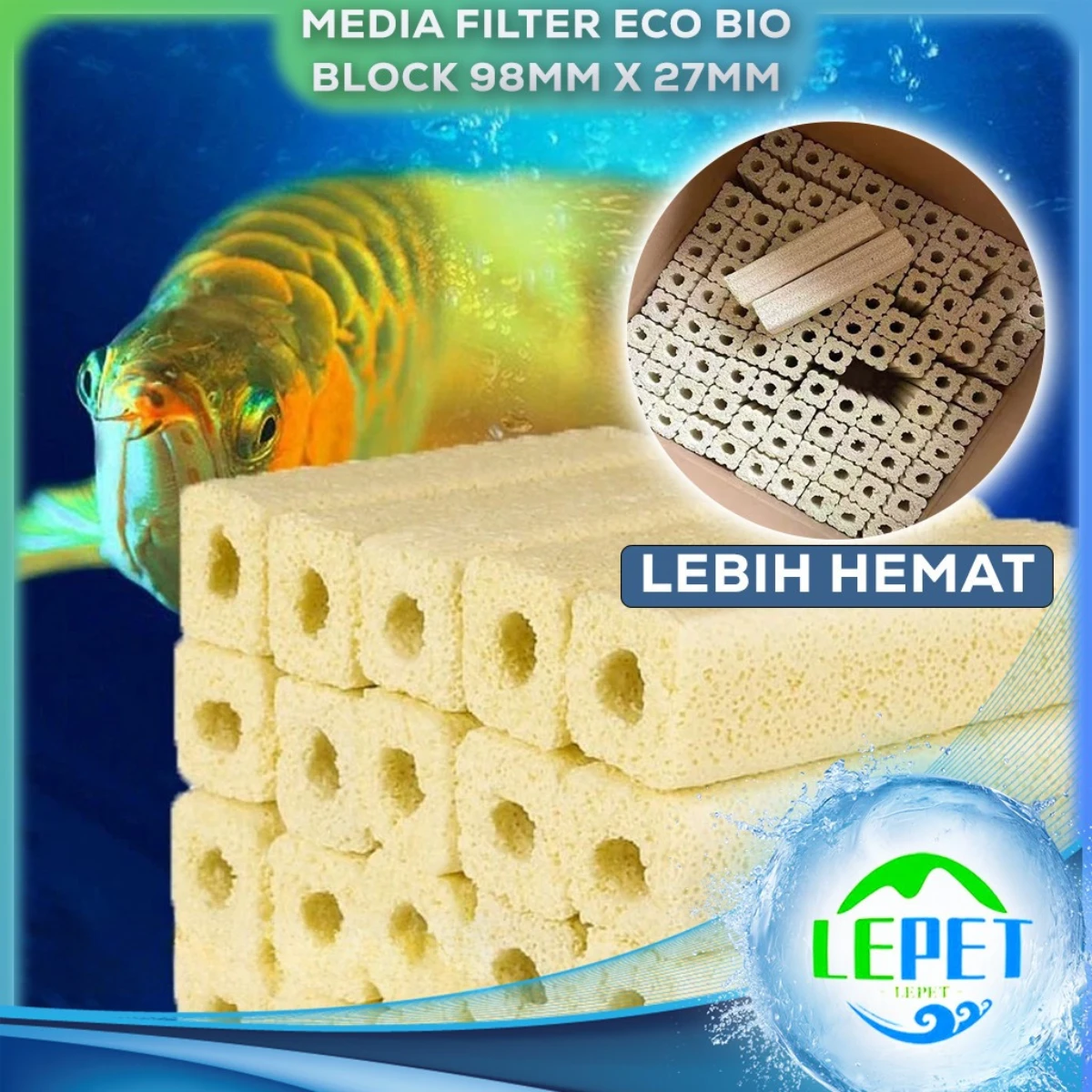 LEPET 1DUS(480 PCS)MEDIA FILTER 98mm x 27mm RUMAH BAKTERI MOMOGI AQUARIUM