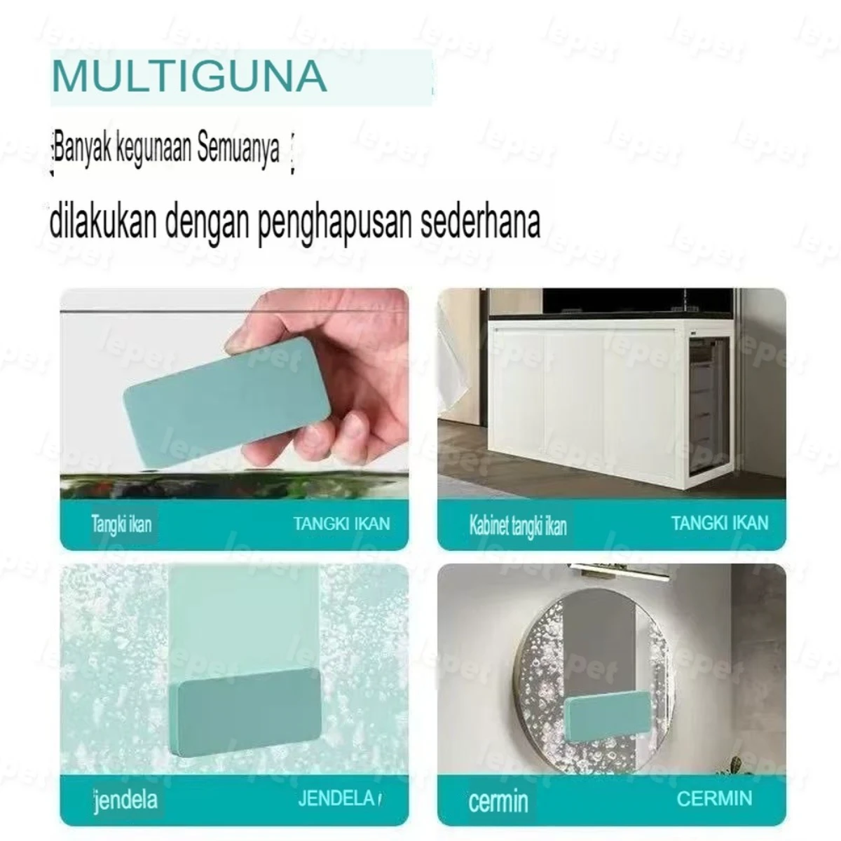 LEPET Spons Akuarium Multifungsi - Anti Gores PJ72 / Bersihkan Kerak Kapur dalam Sekejap foto 6