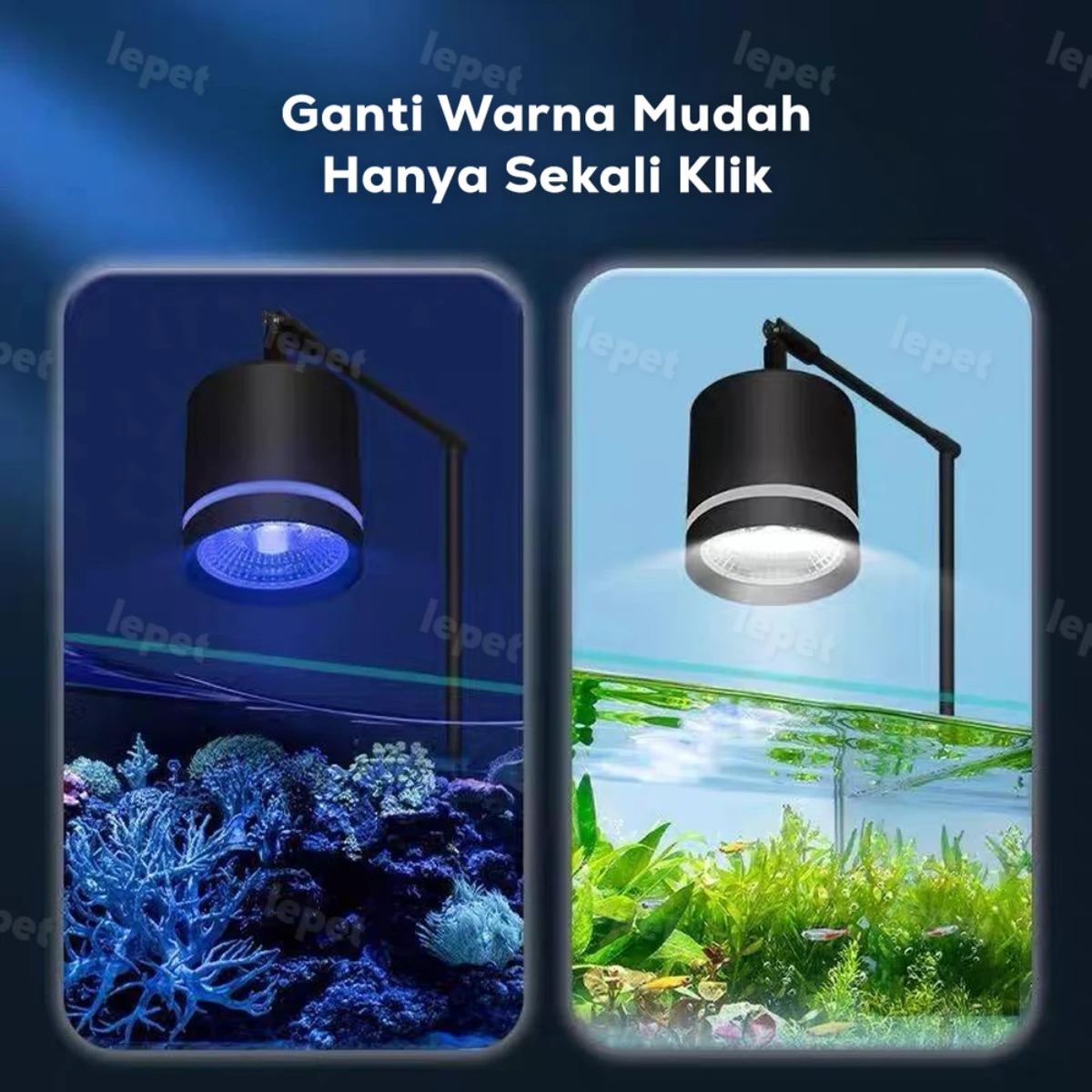 LEPET Lampu Aquarium LED WRGB 24 watt Lampu Sorot Akuarium 648 Aquascape FloodLight foto 8