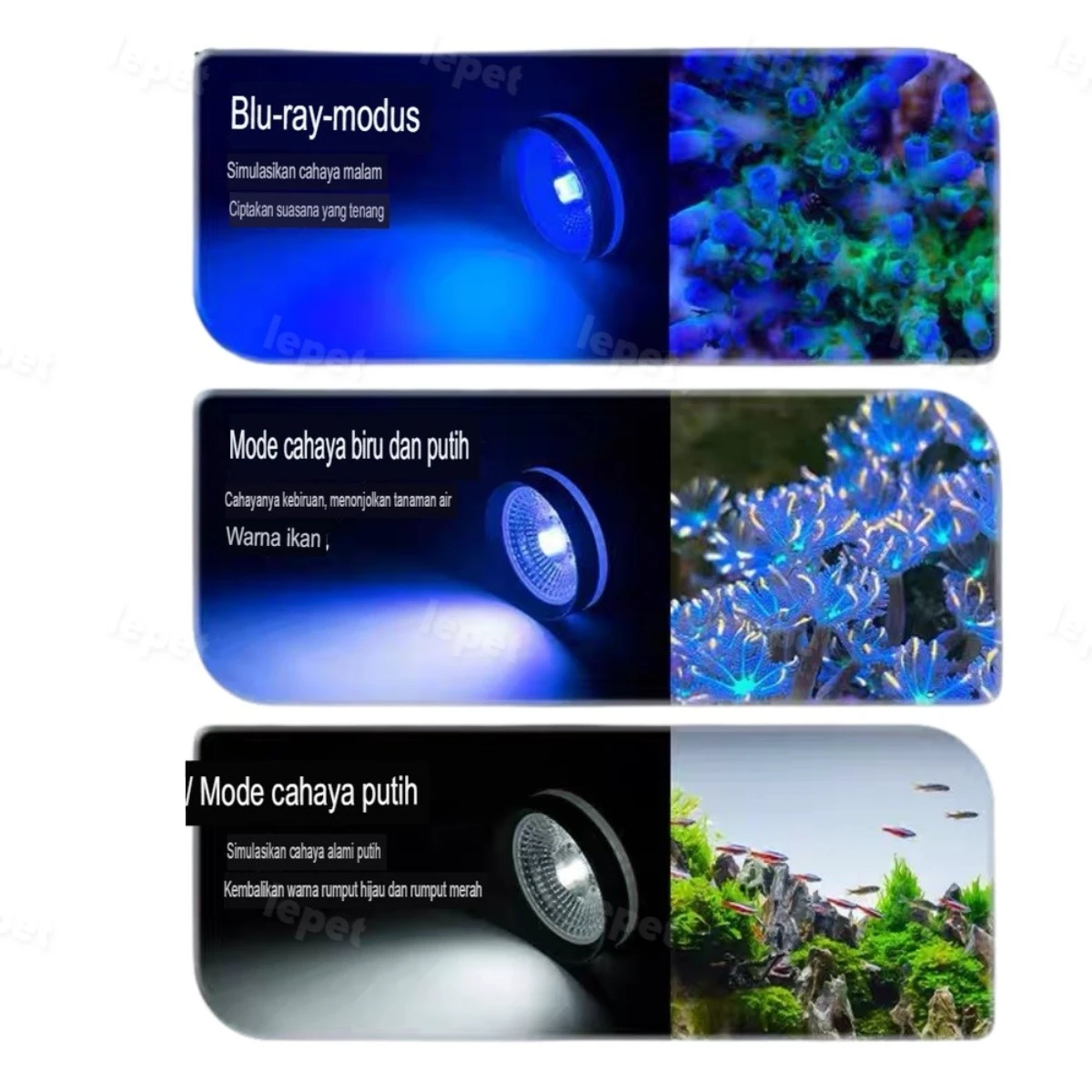 LEPET Lampu Aquarium LED WRGB 24 watt Lampu Sorot Akuarium 648 Aquascape FloodLight foto 6
