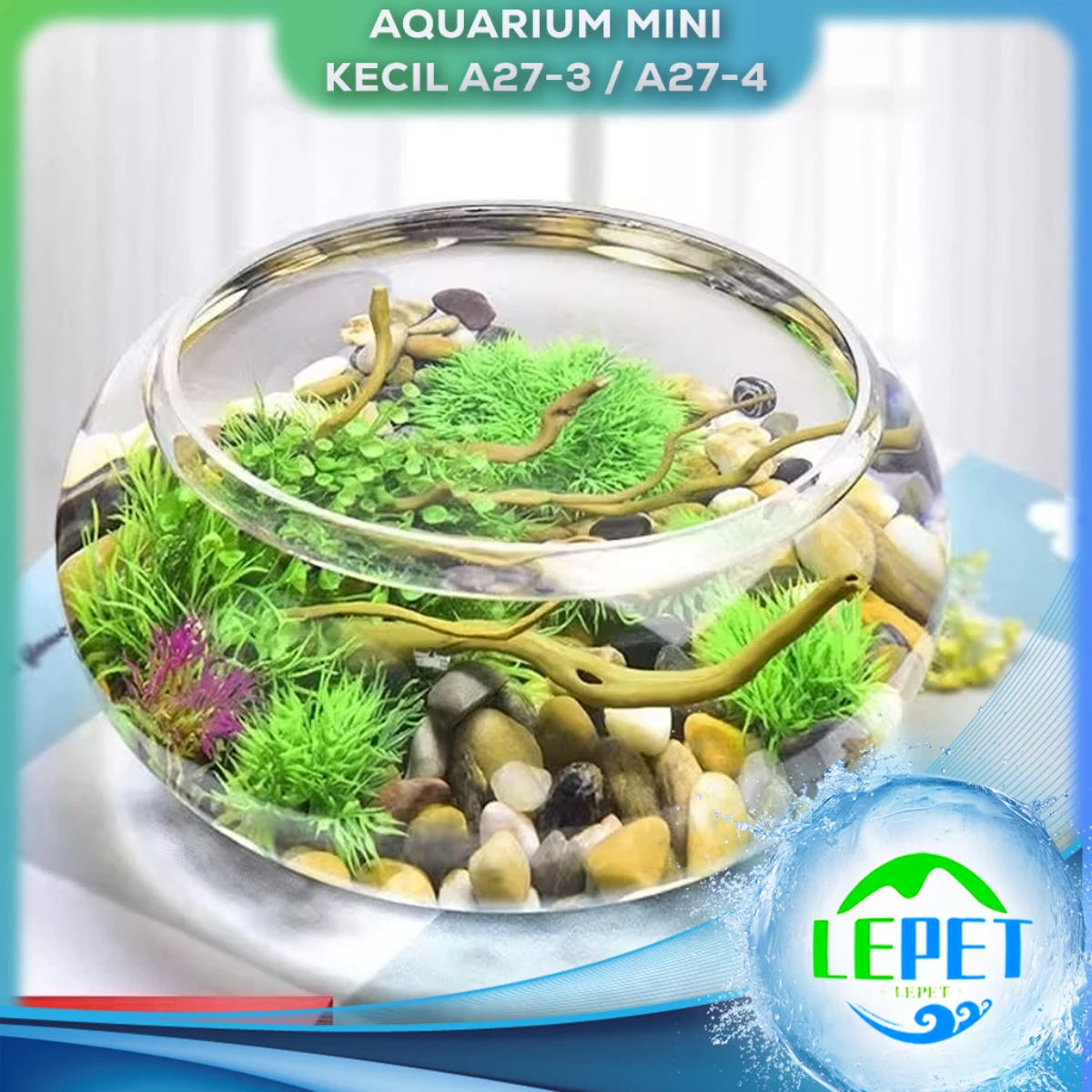 LEPET AQUARIUM MINI KECIL A27-3 / A27-4 AKUARIUM IKAN CUPANG HIAS / KURA-KURA