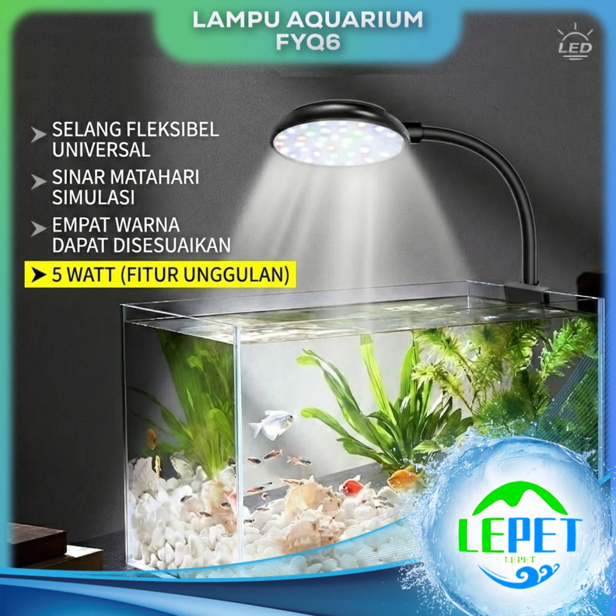 LEPET lampu aquarium mini FY-Q6 / LED aquarium / lampu aquarium jepit