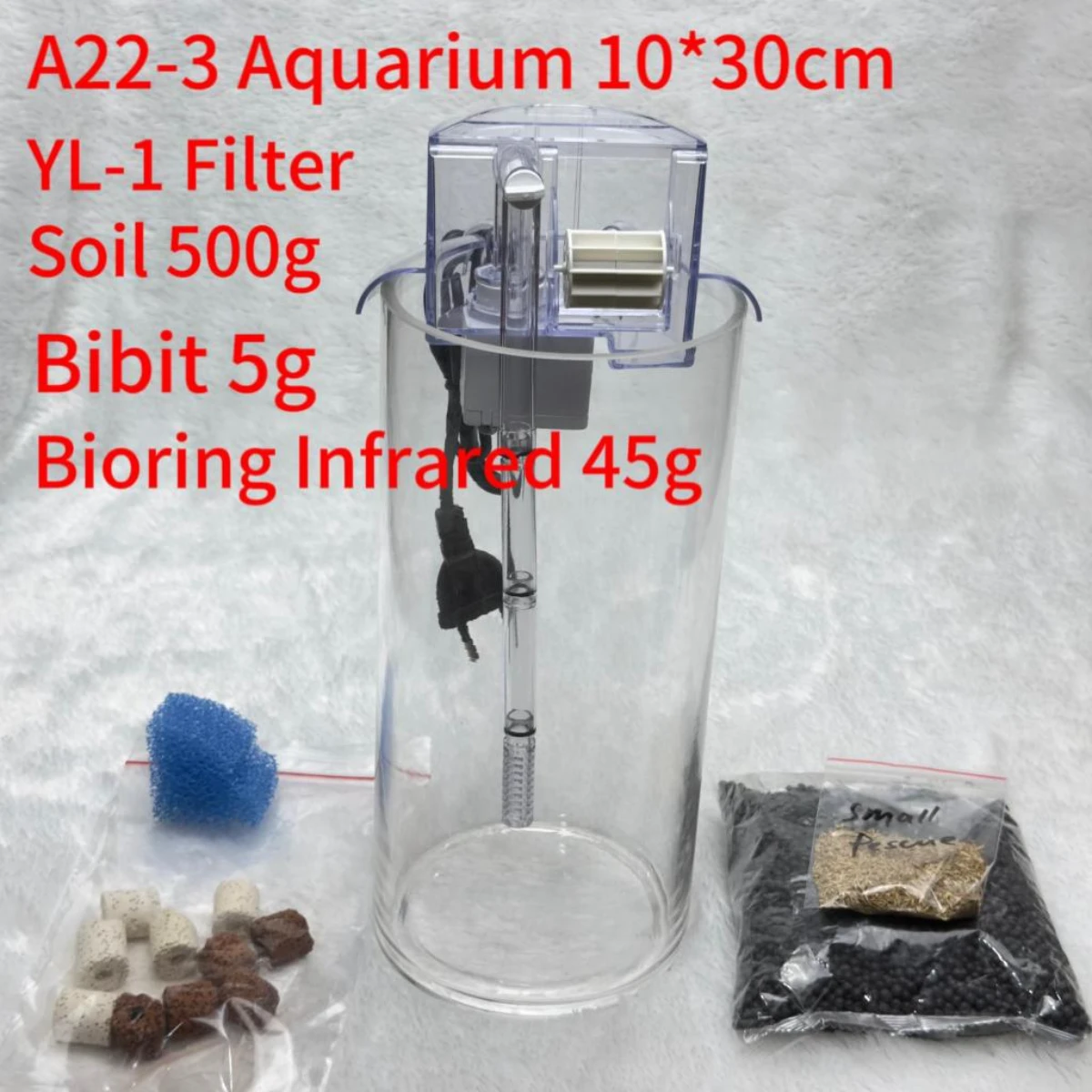 LEPET AQUARIUM MINI KECIL PAKET A22 / A23 +YL-1 AKUARIUM IKAN CUPANG HIAS / KURA-KURA foto 2