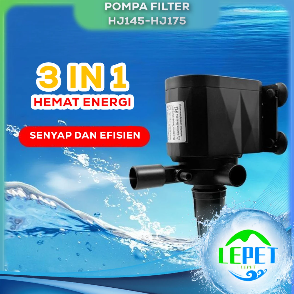 LEPET POMPA AIR CELUP AQUARIUM LOW WATT LPHJ145 / 155 / 165 / 165-2 / 175 / WATERPUMP AQUARIUM