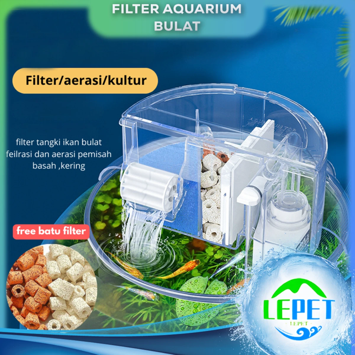 LEPET FILTER AQUARIUM BULAT YL-1/YL-3/YL-5/YL-7
