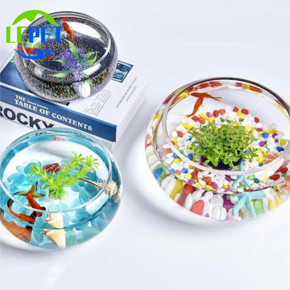 LEPET AQUARIUM MINI KECIL A27-1+YL-3 A27-2+YL-5 AKUARIUM IKAN CUPANG HIAS  KURA-KURA foto 4