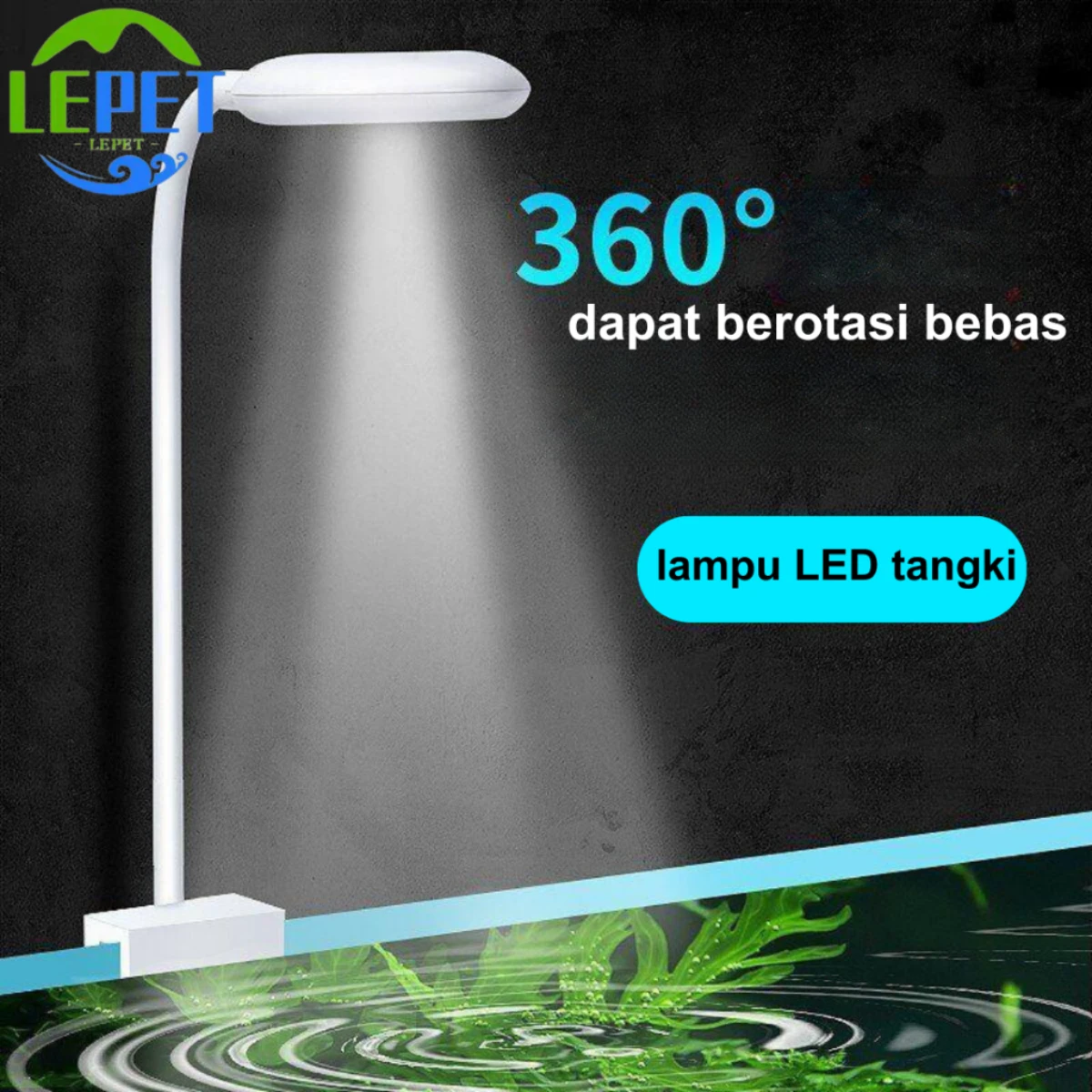 LEPET Lampu Led Mini Aquarium SD8786 Toples Bulat Fish Bowl Plus Holder foto 3