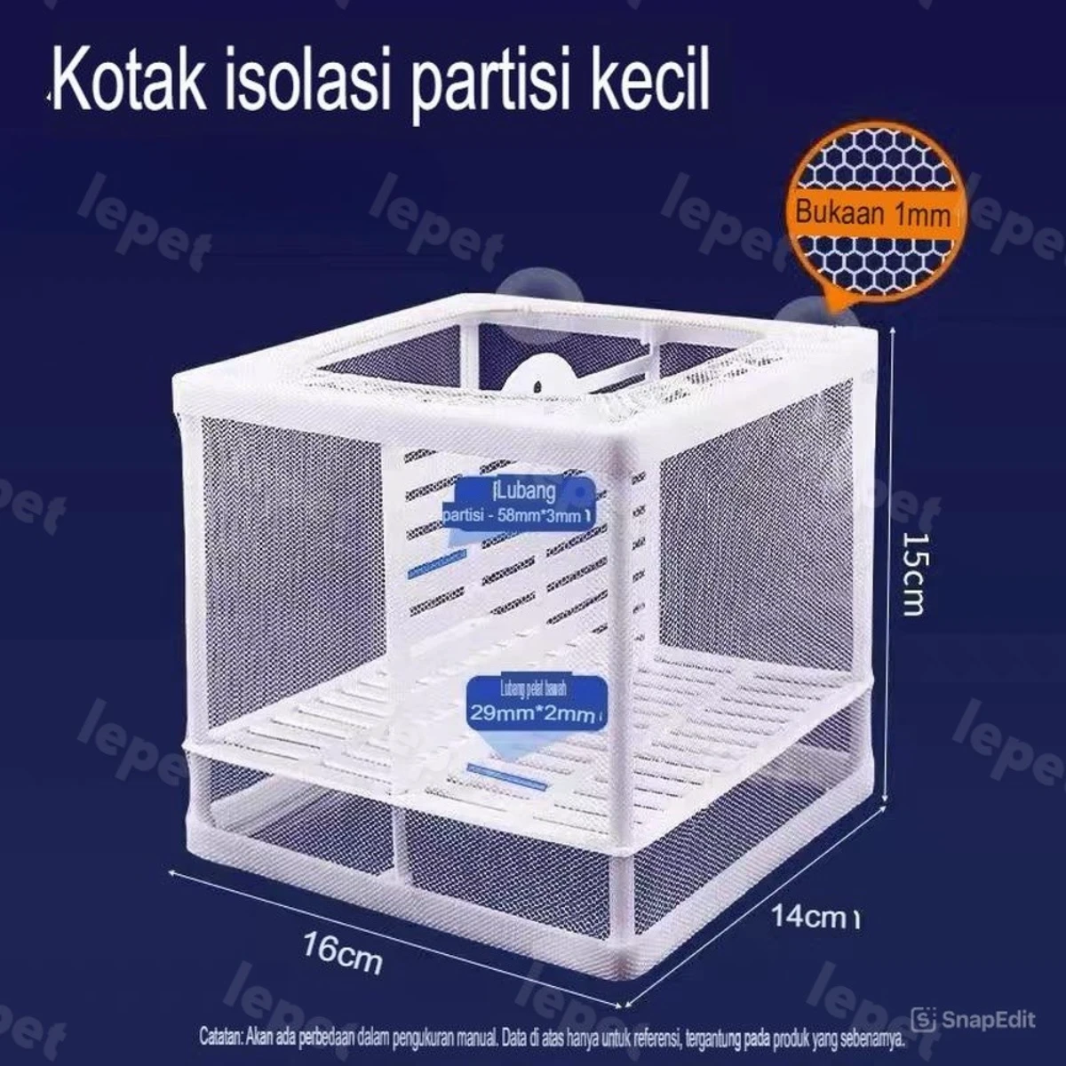 LEPET Box Karantina Ikan PJ55S/PJ55L Net Breeder Breeding Jaring Pemisah Karantina Ikan Aquarium foto 4