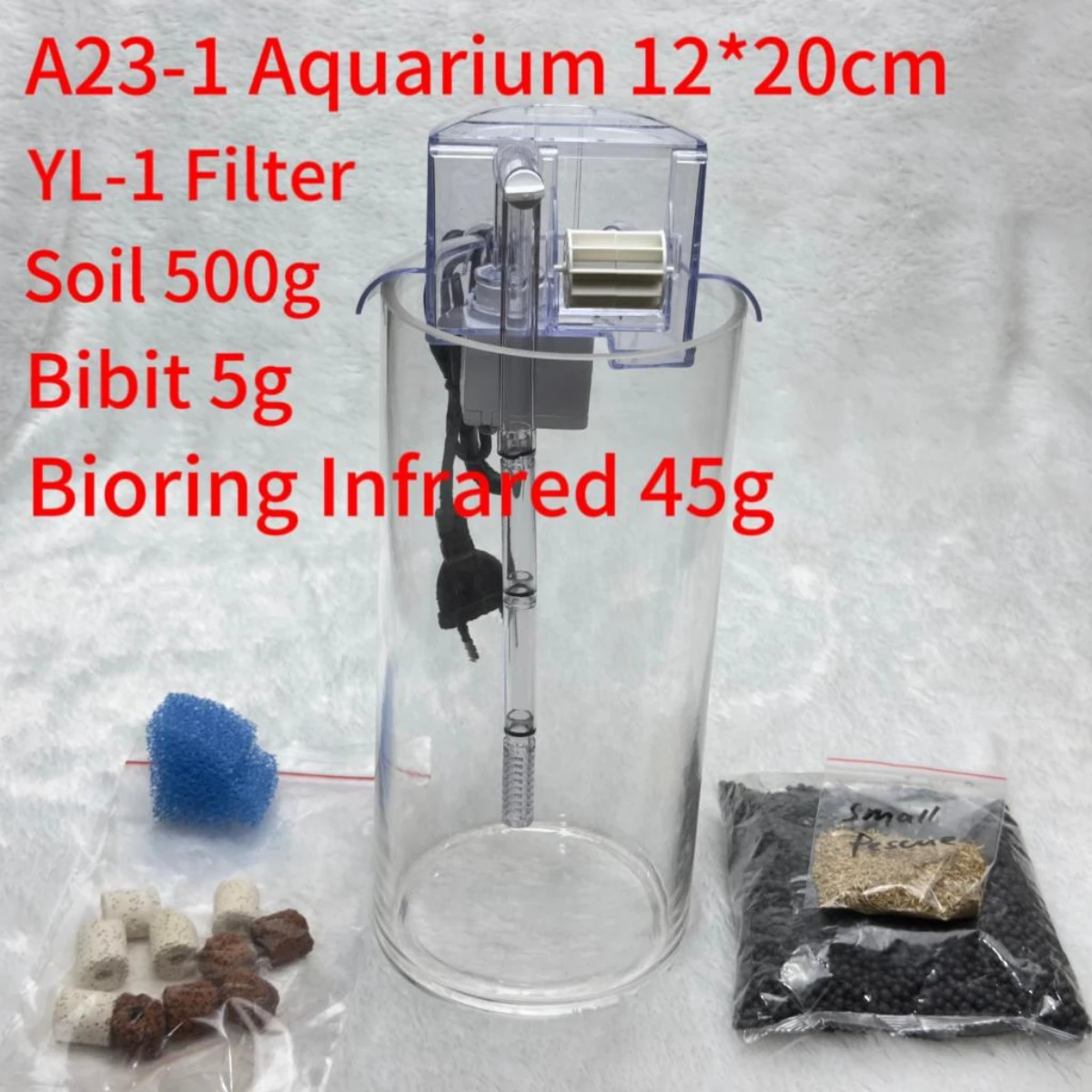 LEPET AQUARIUM MINI KECIL PAKET A22 / A23 +YL-1 AKUARIUM IKAN CUPANG HIAS / KURA-KURA foto 6