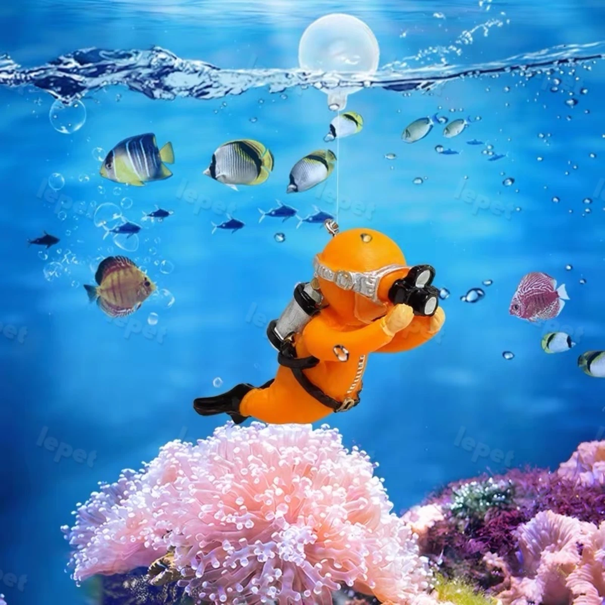 LEPET Hiasan Ornamen Penyelam Aquarium PJ18/PJ25/PJ26 Miniatur Penyelam Bahan Resin Untuk Dekorasi Hiasan Akuarium foto 5