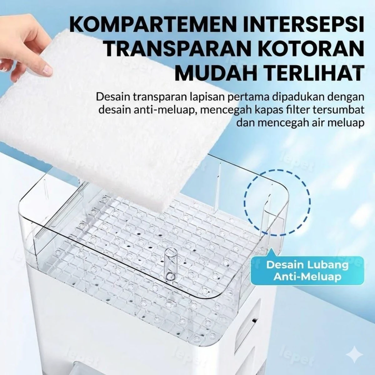 LEPET Filter 3-in-1 yang inovatif meningkatkan estetika GLS 21/22/31/32 pompa berkualitas tinggi terintegrasi di dalam kotak penampung. foto 4