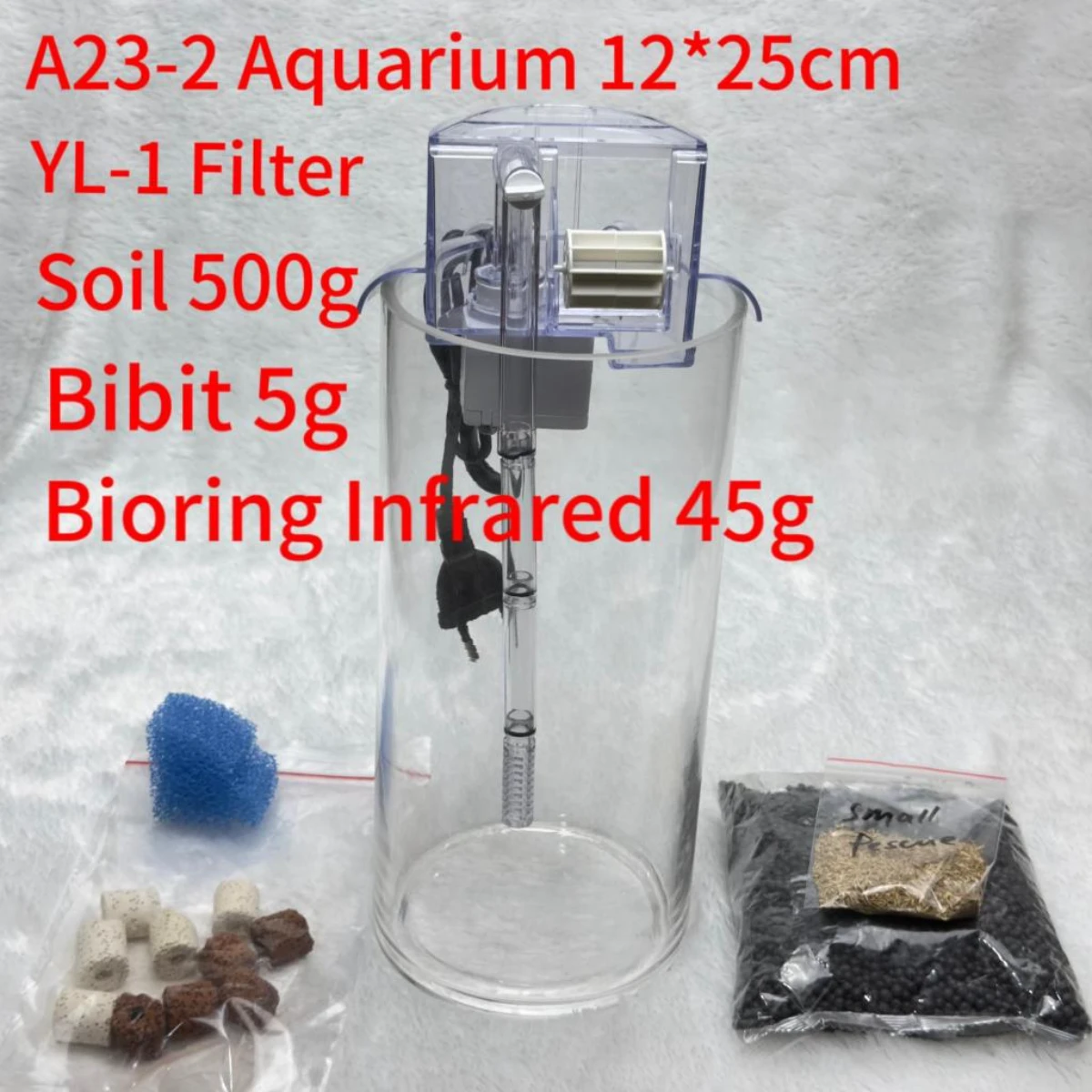 LEPET AQUARIUM MINI KECIL PAKET A22 / A23 +YL-1 AKUARIUM IKAN CUPANG HIAS / KURA-KURA foto 5