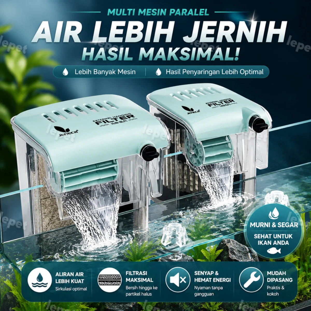 LEPET Filter Gantung JJ 03 / JJ 04 Hanging Filter Aquarium 3 Watt/6Watt Aquascape foto 5