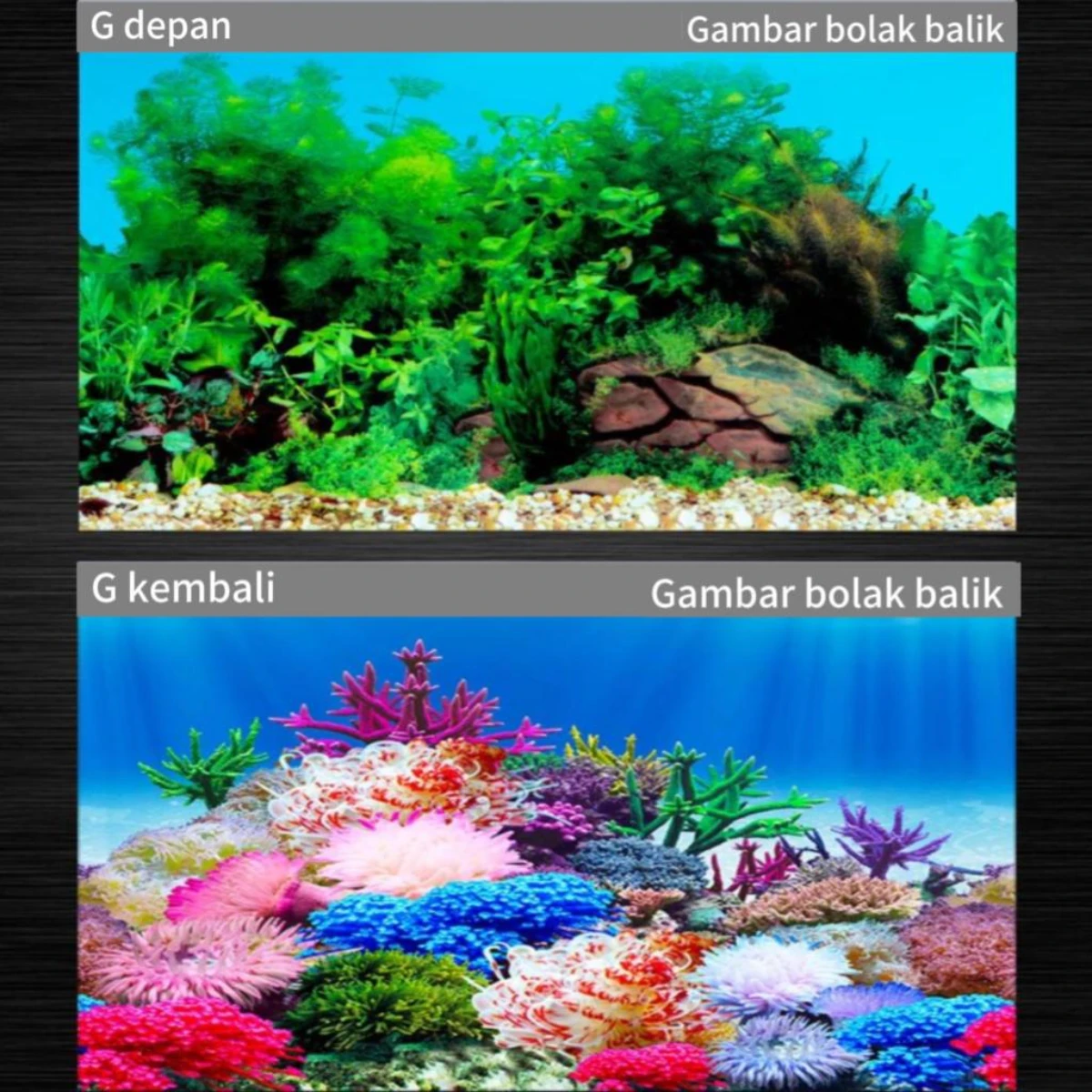 LEPET STICKER BACKGROUND AQUARIUM 2 SISI/ 30CM/40CM/50CM/60CM TIMBAL BALIK /AQUASCAPE / STIKER AKUARIUM / SCOUTLITE foto 3