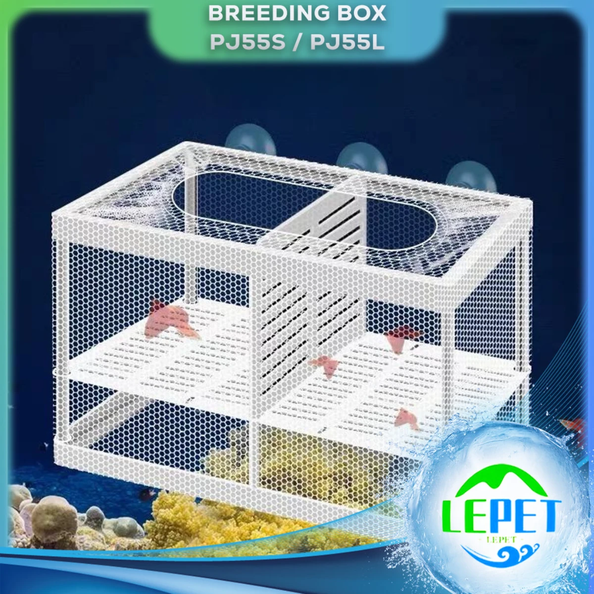 LEPET Box Karantina Ikan PJ55S/PJ55L Net Breeder Breeding Jaring Pemisah Karantina Ikan Aquarium