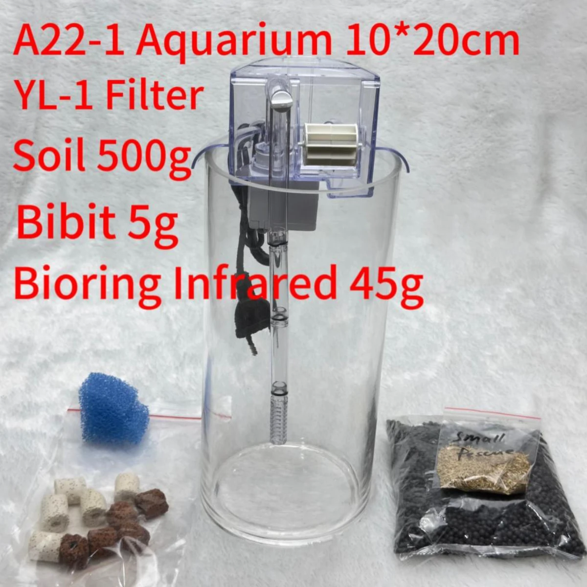 LEPET AQUARIUM MINI KECIL PAKET A22 / A23 +YL-1 AKUARIUM IKAN CUPANG HIAS / KURA-KURA foto 8