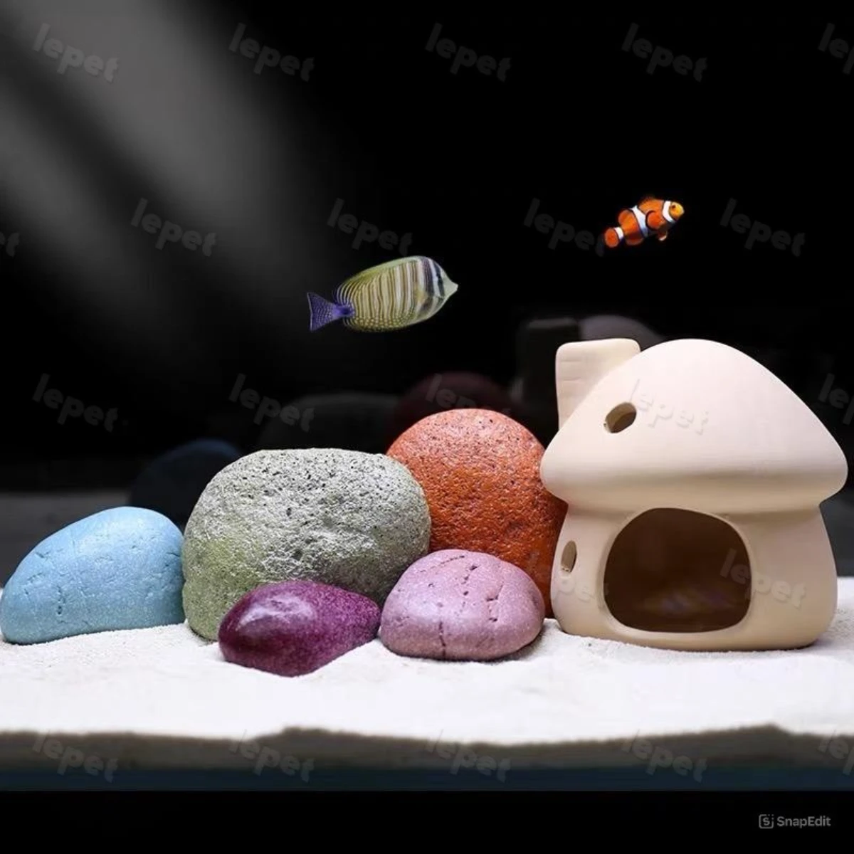 LEPET Hiasan Aquarium PJ38 / Tangki Ikan Iansekap Bebatuan Dekorasi Resin Ornamen Simulasi Batu foto 4