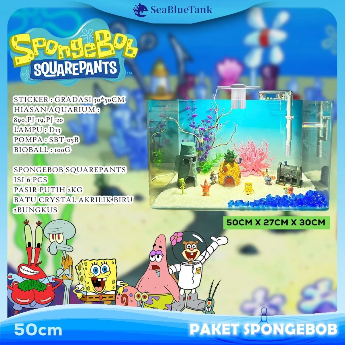 LEPET PAKET AQUARIUM SPONGEBOB 50CM / AQUARIUM MELENGKUNG / AQUASCAPE / AQUARIUM BENDING foto 4