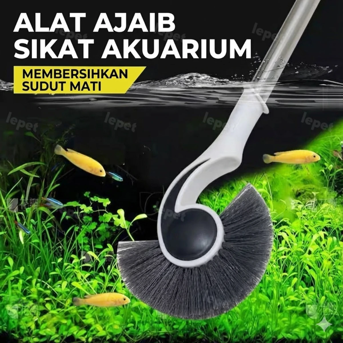 LEPET Sikat Pembersih Kaca Aquarium PJ76 Plastik Stainless Steel 90CM foto 7