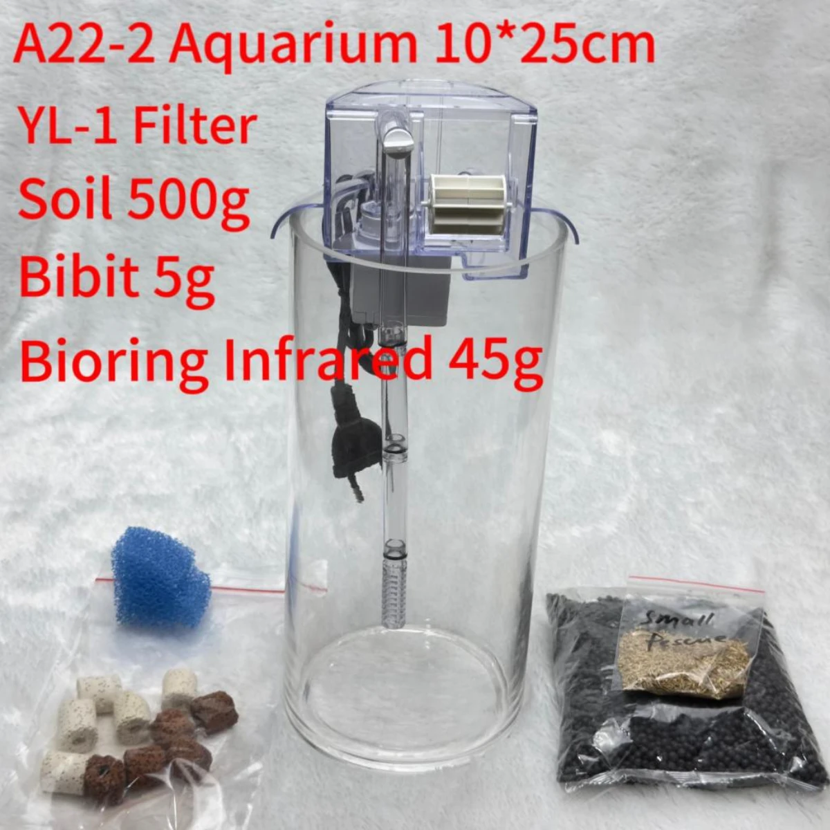 LEPET AQUARIUM MINI KECIL PAKET A22 / A23 +YL-1 AKUARIUM IKAN CUPANG HIAS / KURA-KURA foto 3