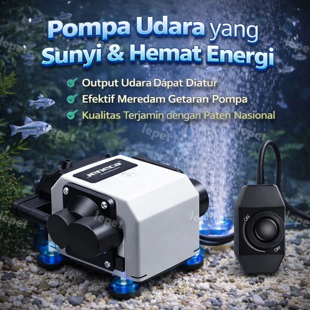 LEPET Pompa Udara Akuarium DB-58, Pompa aerator untuk Budidaya Ikan, Pompa Udara Volume Besar yang Senyap foto 5