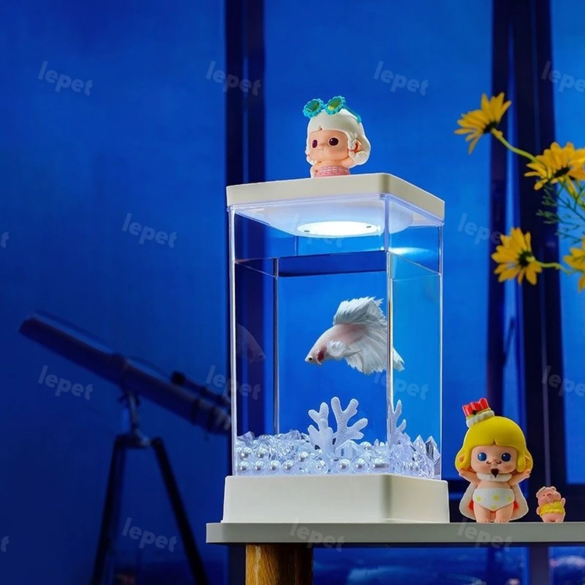 LEPET Akuarium Tangki USB Ikan Kecil Betta ikan cupang JR05 LED Aquarium foto 4