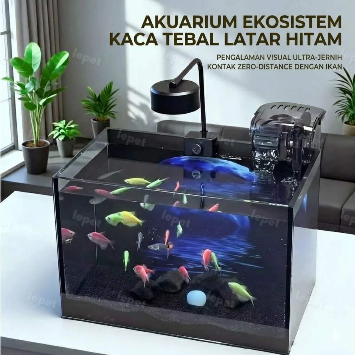 LEPET Akuarium Ikan PREMIUM JR516 / Tangki IkaN dengan bahan kaca super bening foto 7