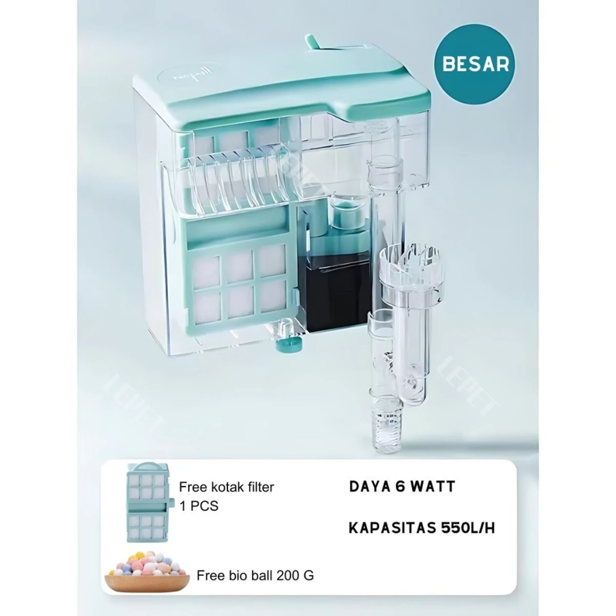 LEPET Filter Gantung PJ16S/PJ16L Hanging Filter Aquarium 3 Watt/6Watt Aquascape foto 4