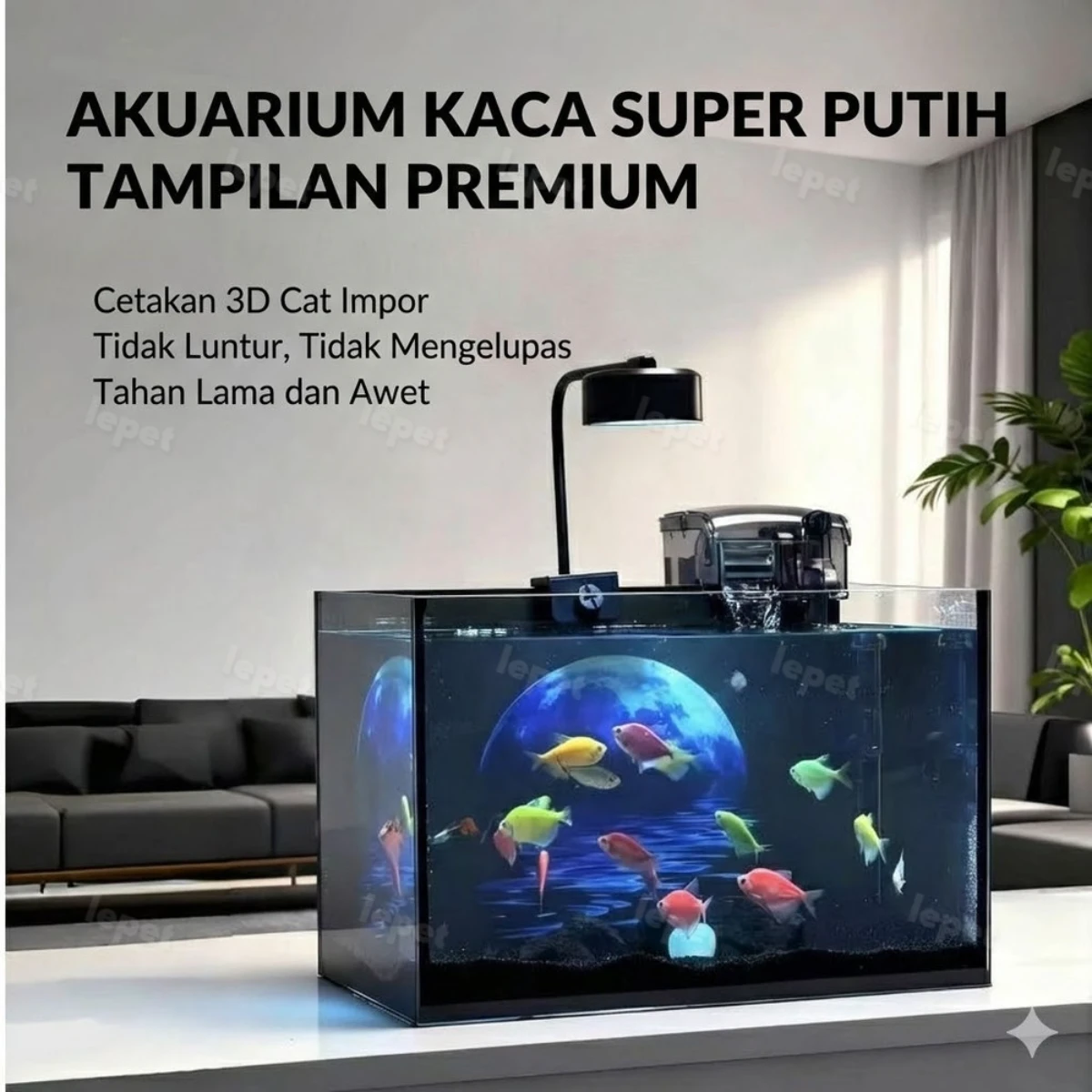 LEPET Akuarium Ikan PREMIUM JR516 / Tangki IkaN dengan bahan kaca super bening foto 3