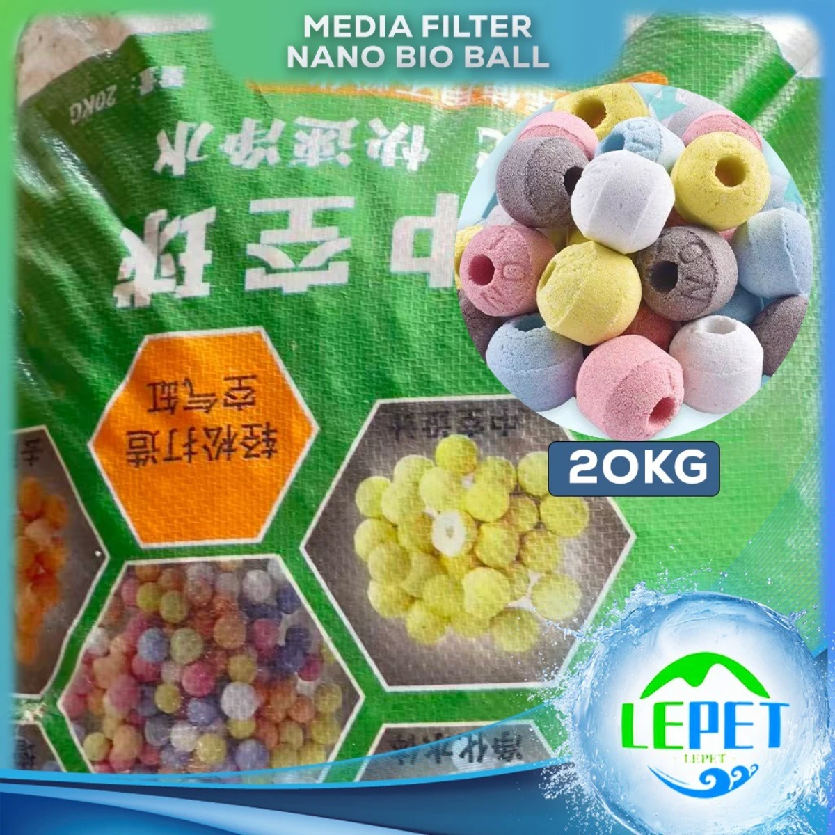 LEPET Media Filter Akuarium Aquablue Rumah Bakteri Penjernih Air PER KARUNG / PER DUS foto 3