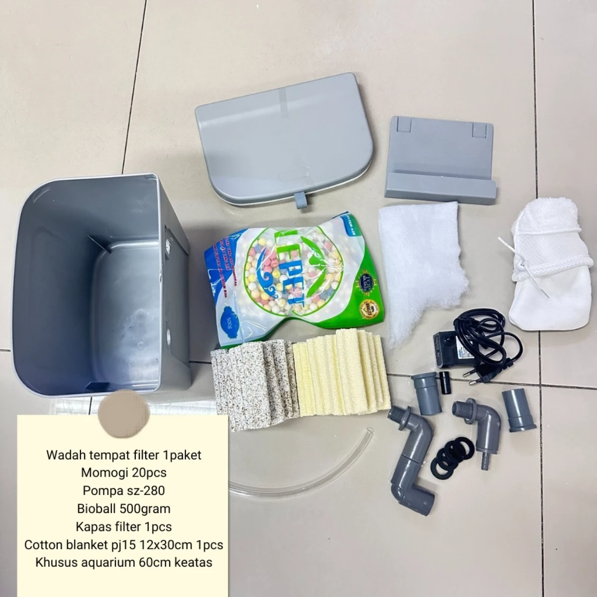 LEPET filter ikan DIY lengkap dengan media filter KHUSUS aquarium 60cm keatas foto 6