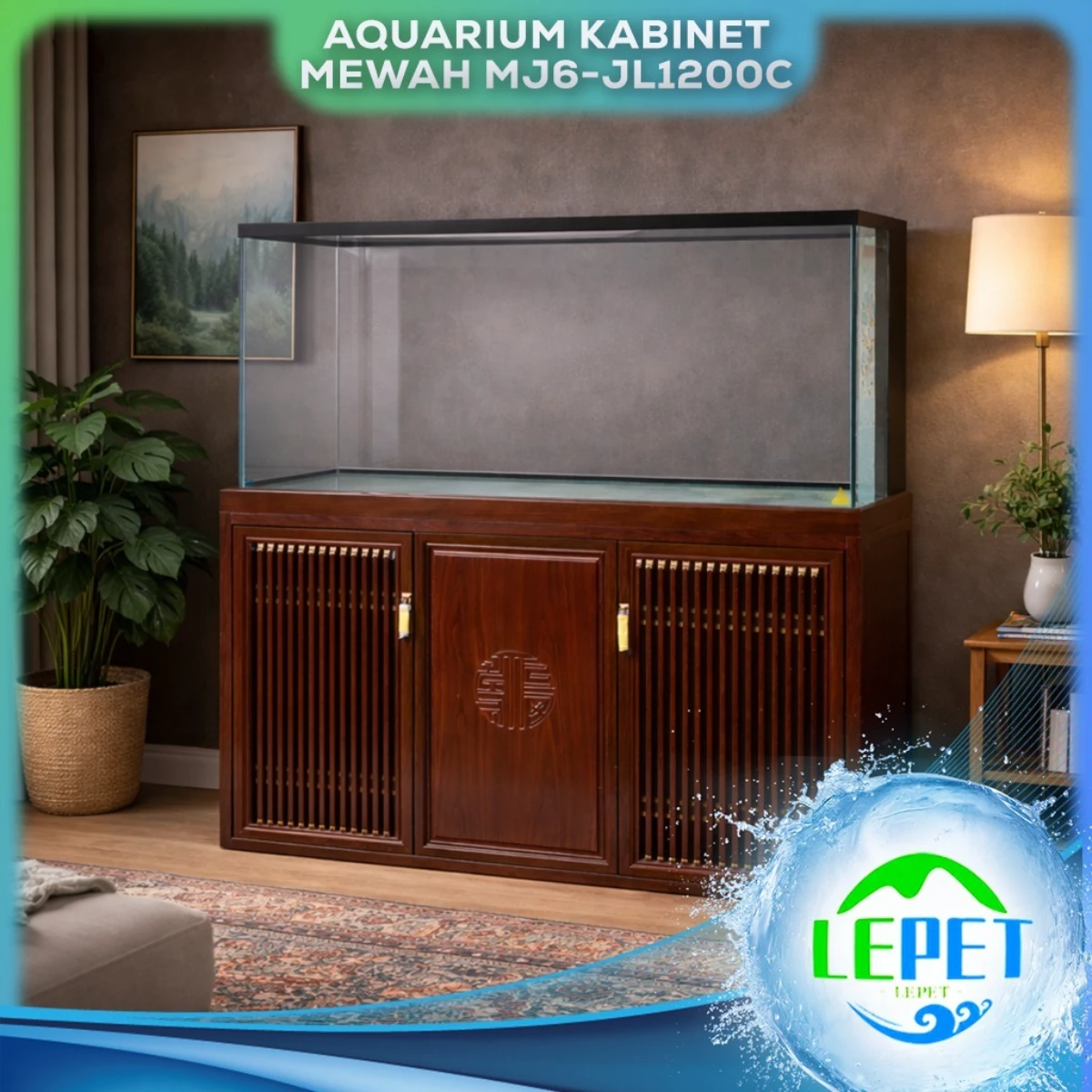 LEPET Akuarium arwana super putih, filter bawah gaya baru, tidak perlu ganti air, sekat berdiri di lantai bergaya baru untuk ruang tamu besar MJ6-JL1200C / MJ6-JL1500C