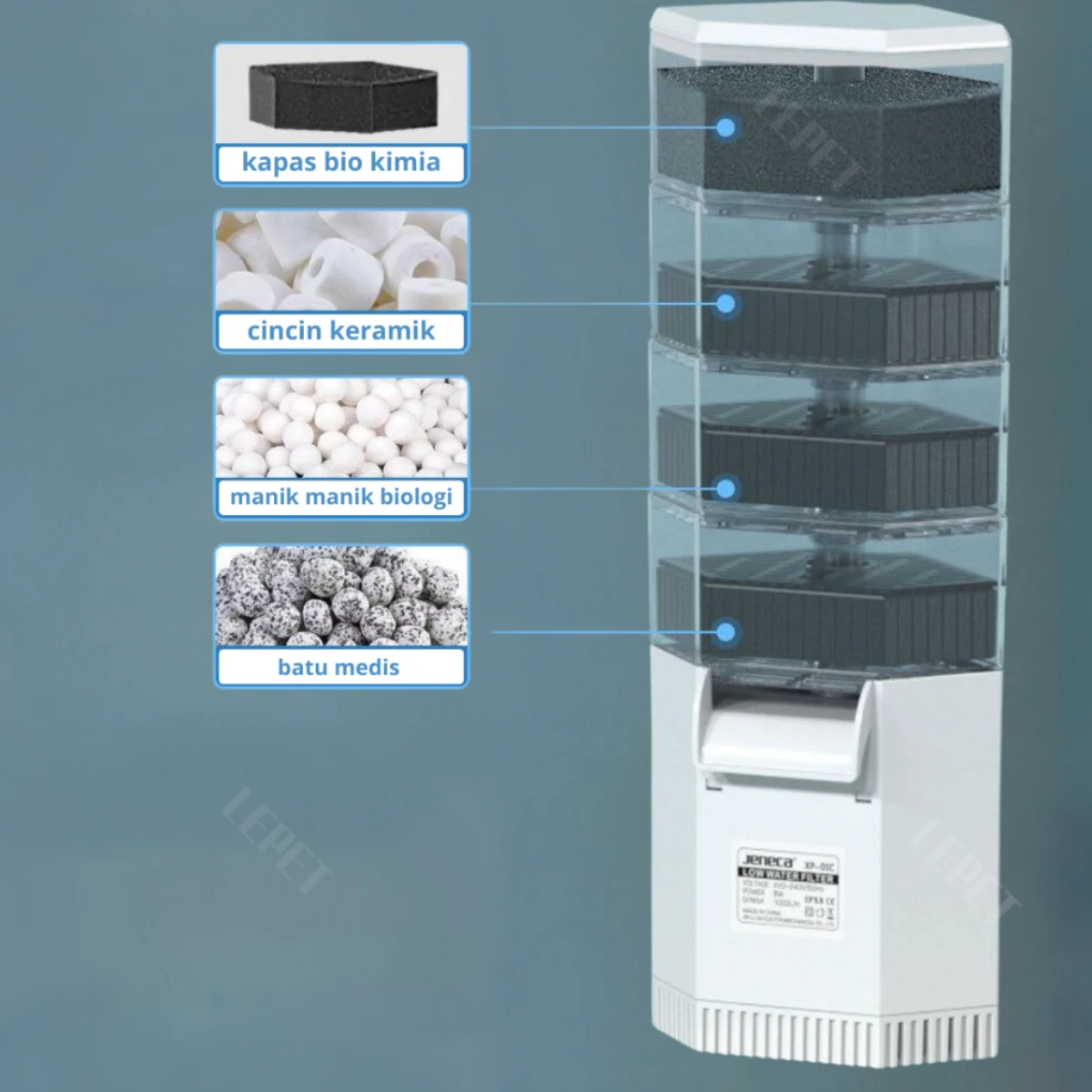 LEPET Filter air kura kura Low Water XP01B/XP01C / Filter Turtle Tank Aquarium kura filter bertingkat foto 6