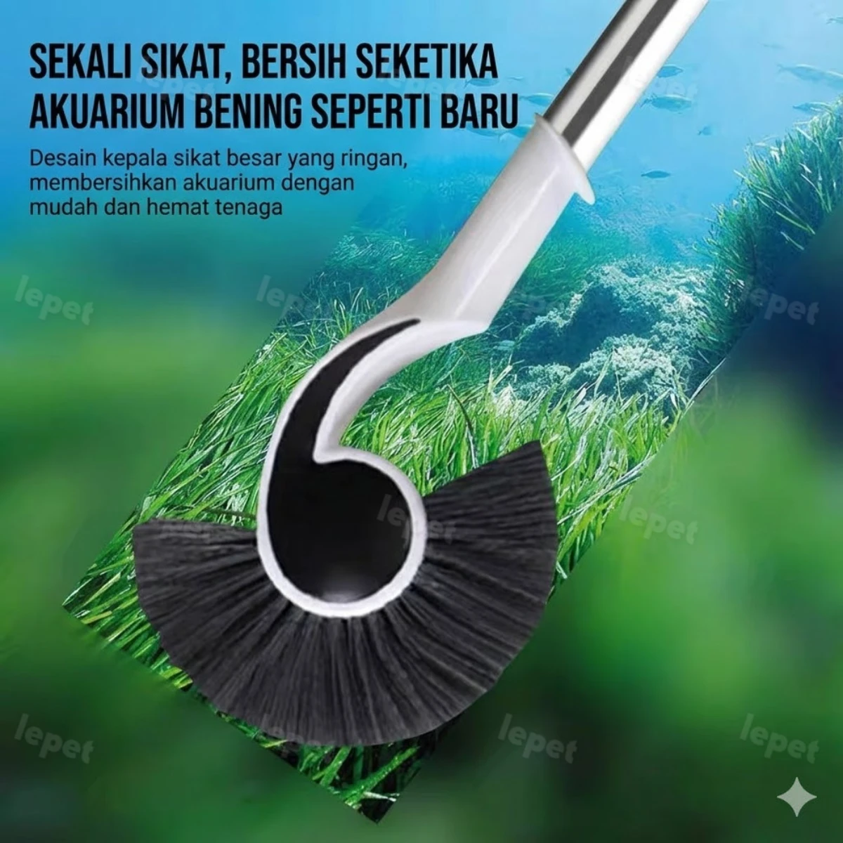 LEPET Sikat Pembersih Kaca Aquarium PJ76 Plastik Stainless Steel 90CM foto 4