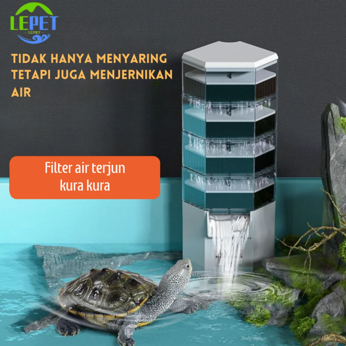 LEPET Filter air kura kura Low Water XP01B/XP01C / Filter Turtle Tank Aquarium kura filter bertingkat foto 3