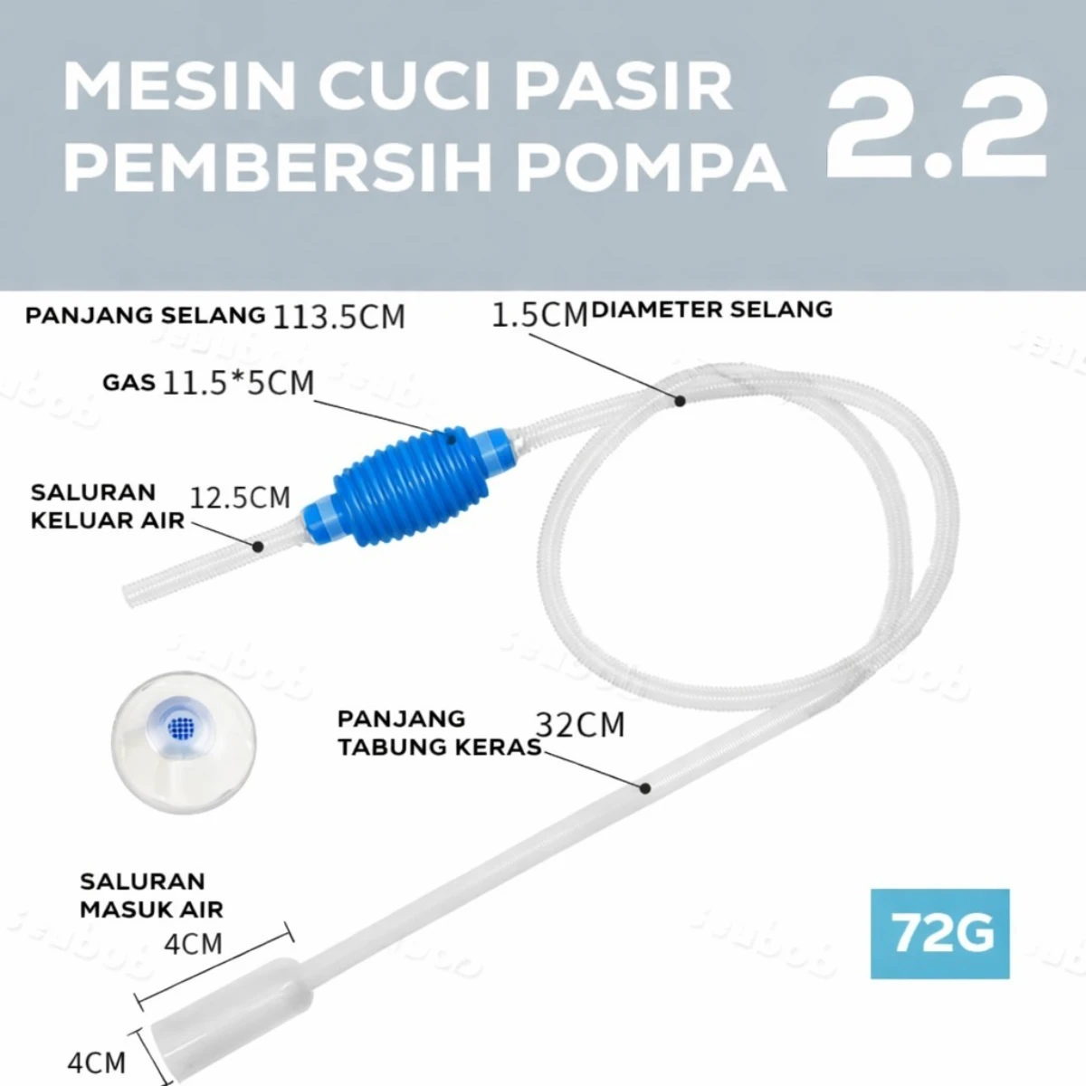 LEPET Alat pembersih PJ09 / PJ41 pompa penyedot vakum tangki ikan bersih akuarium 1.5m/1.7m/2.6m yang mudah dioperasikan foto 2