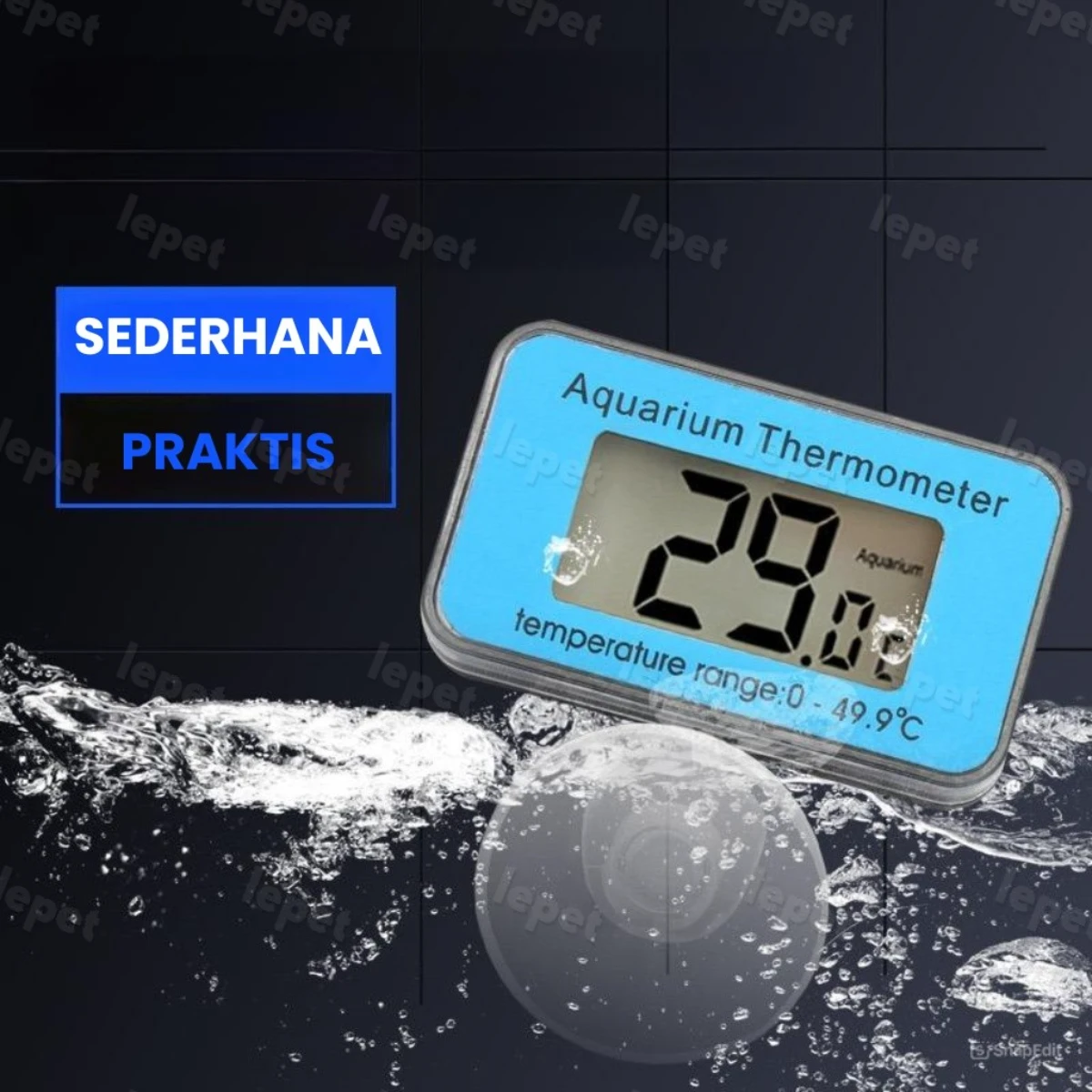LEPET Aquarium Thermometer Digital Submersible PJ34 / Aquascape Suhu / Termometer Akuarium foto 5