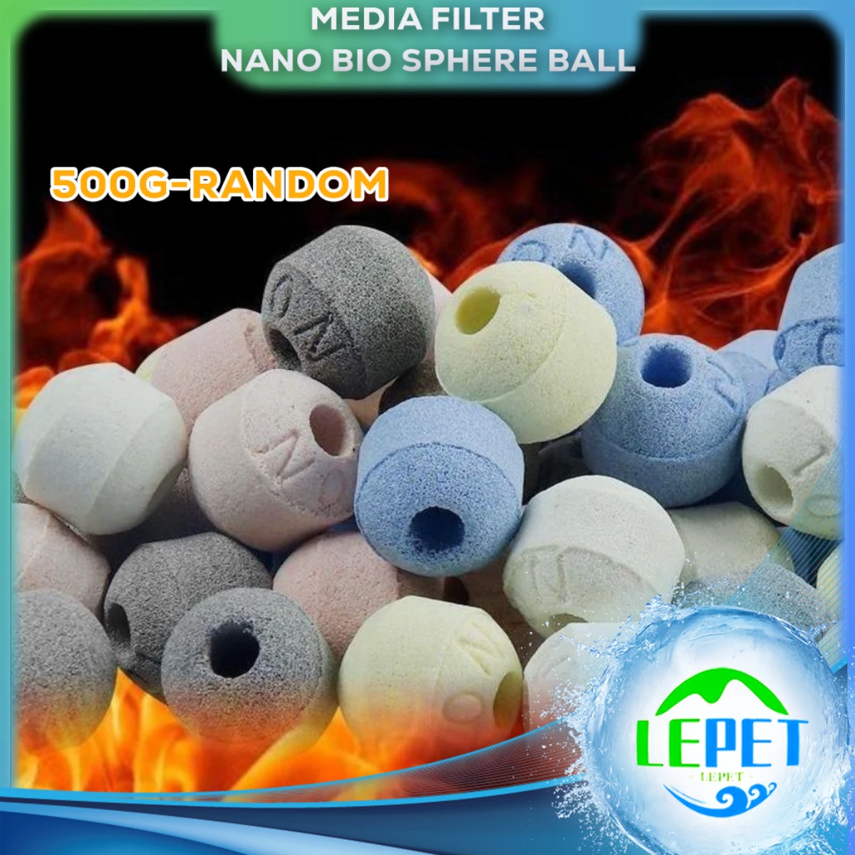 LEPET 5D Nano Bio Sphere Ball LC03 / LC18 Media Filter Infrared Bacteria Ring Aquarium 500G-RANDOM