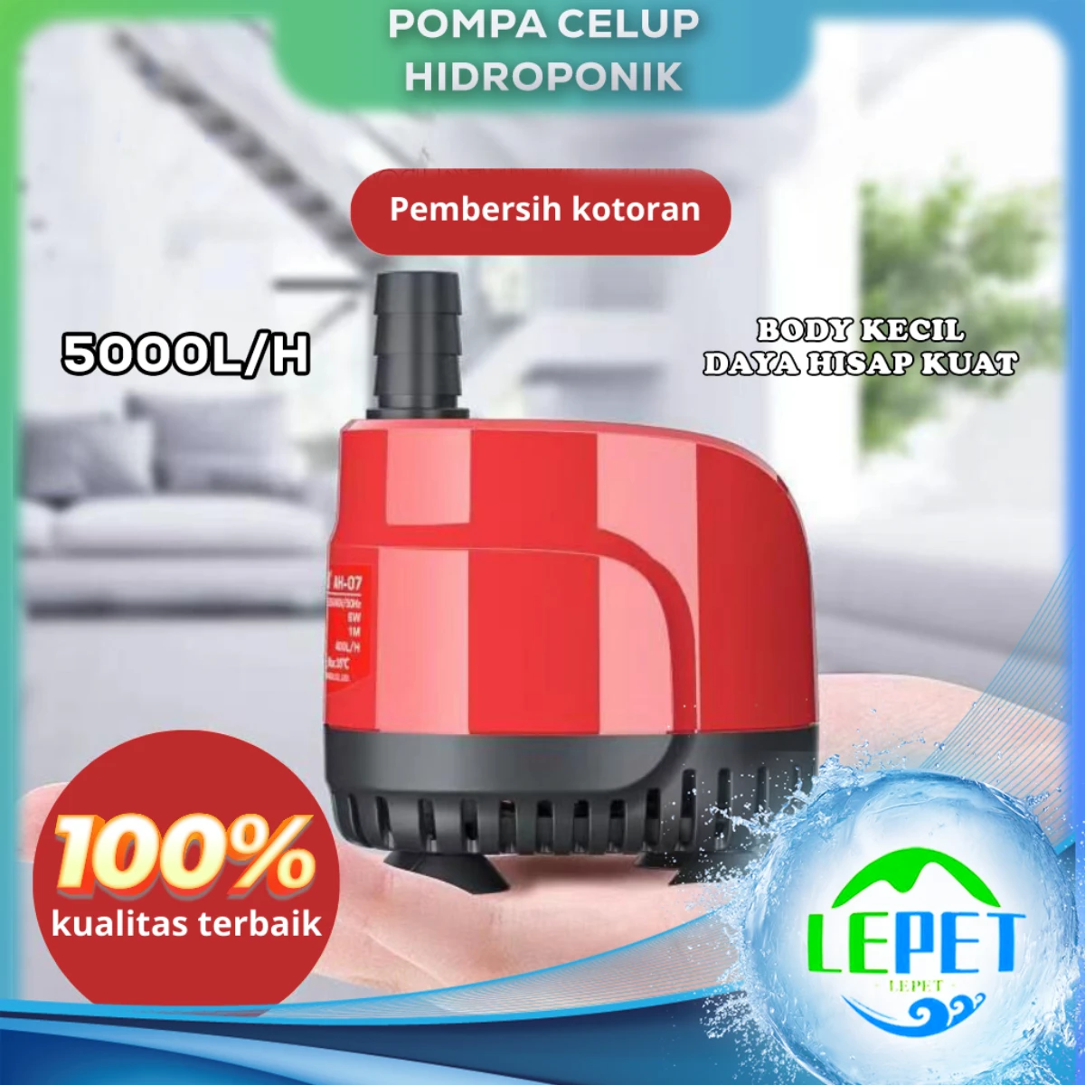 LEPET Pompa Celup Hidroponik Pompa Air AH45/AH60/AH90/AH120