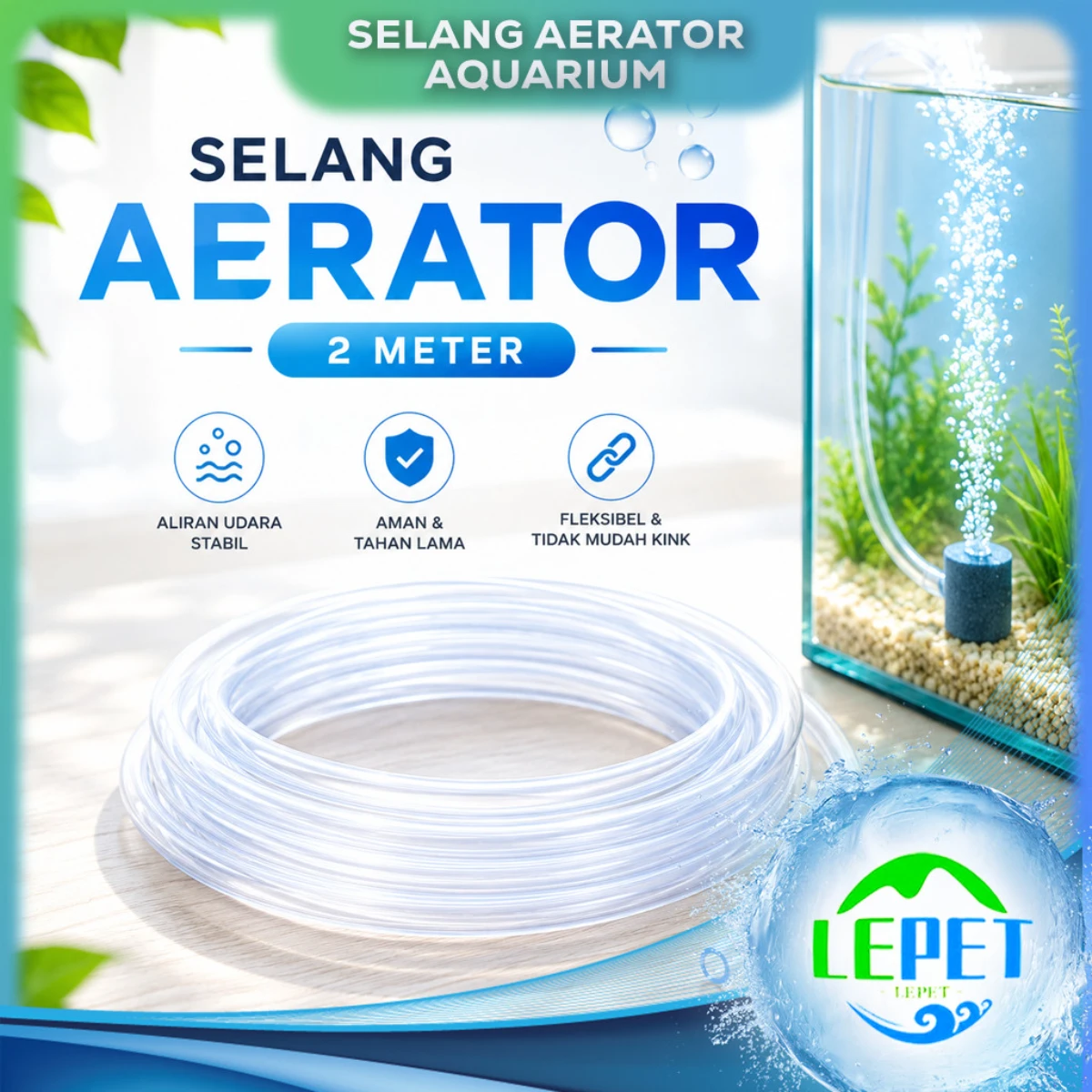 LEPET Selang Aerator Aquarium Aquascape - Selang Puso Air Pump Aquarium