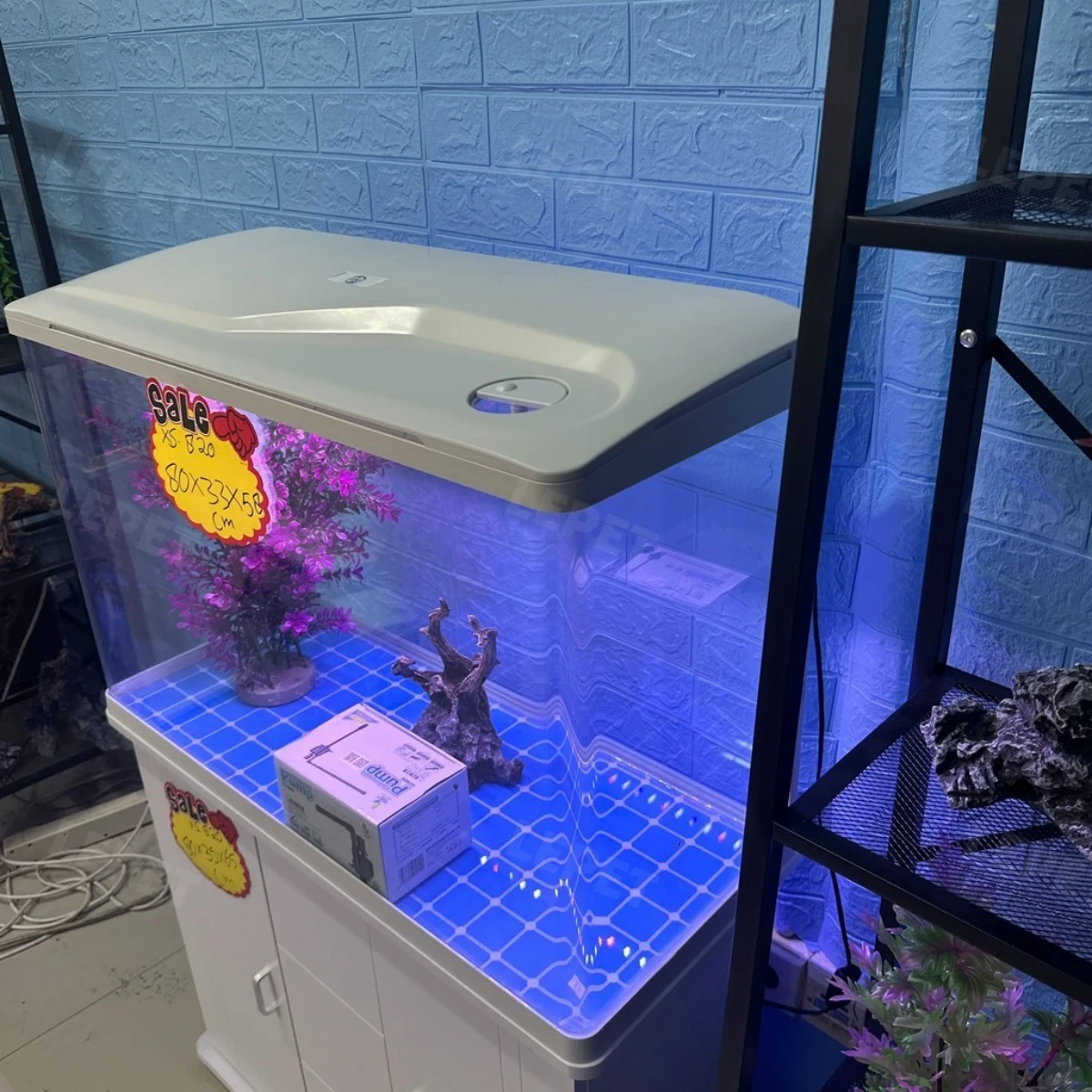 LEPET AQUARIUM PAKET MURAH DAN LENGKAP DENGAN MEJA UKURAN P820 / AQUARIUM SET CABINET foto 3