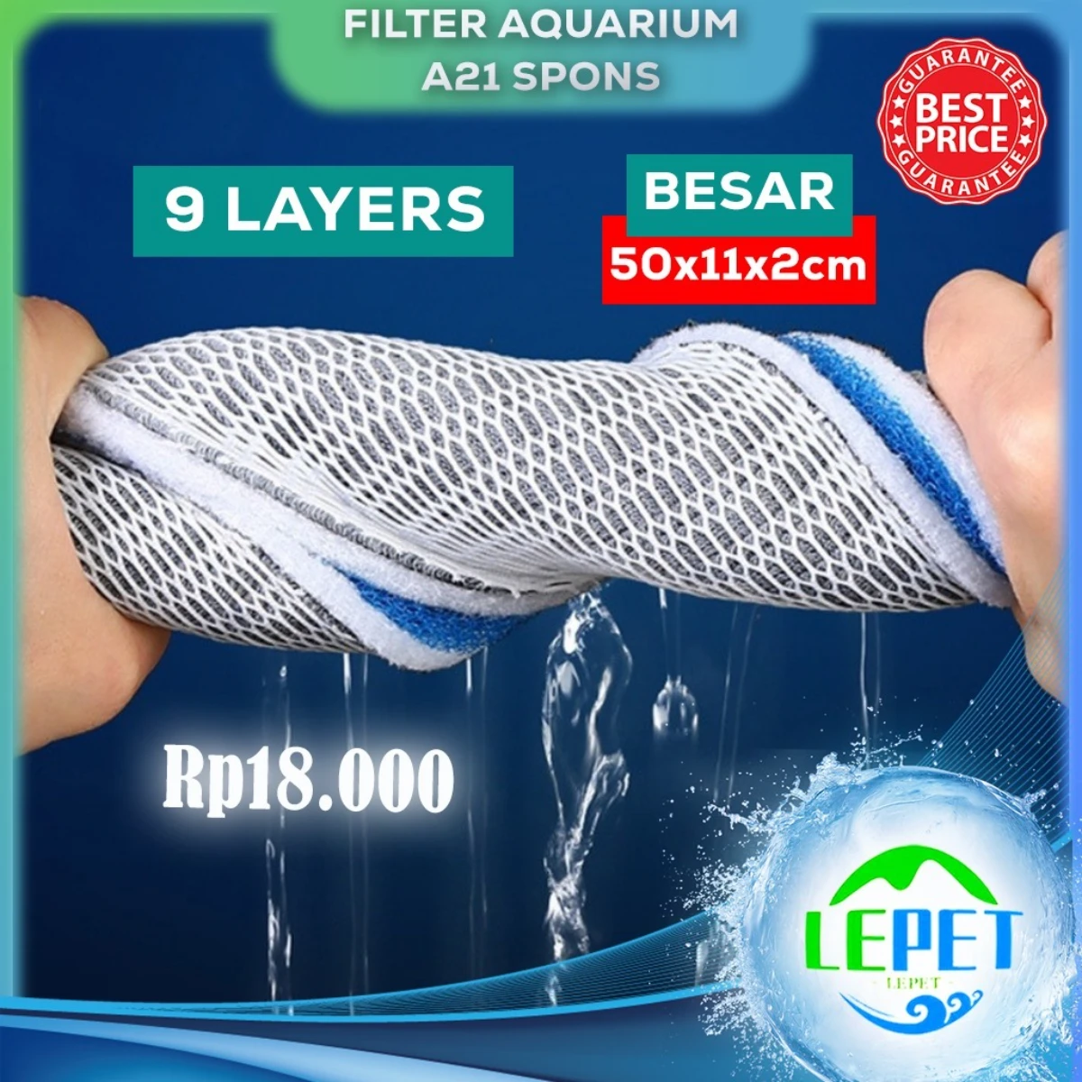 LEPET 9Layers Filter Aquarium A21 Spons Tangki Ikan Ada Lem Busa Biokimia
