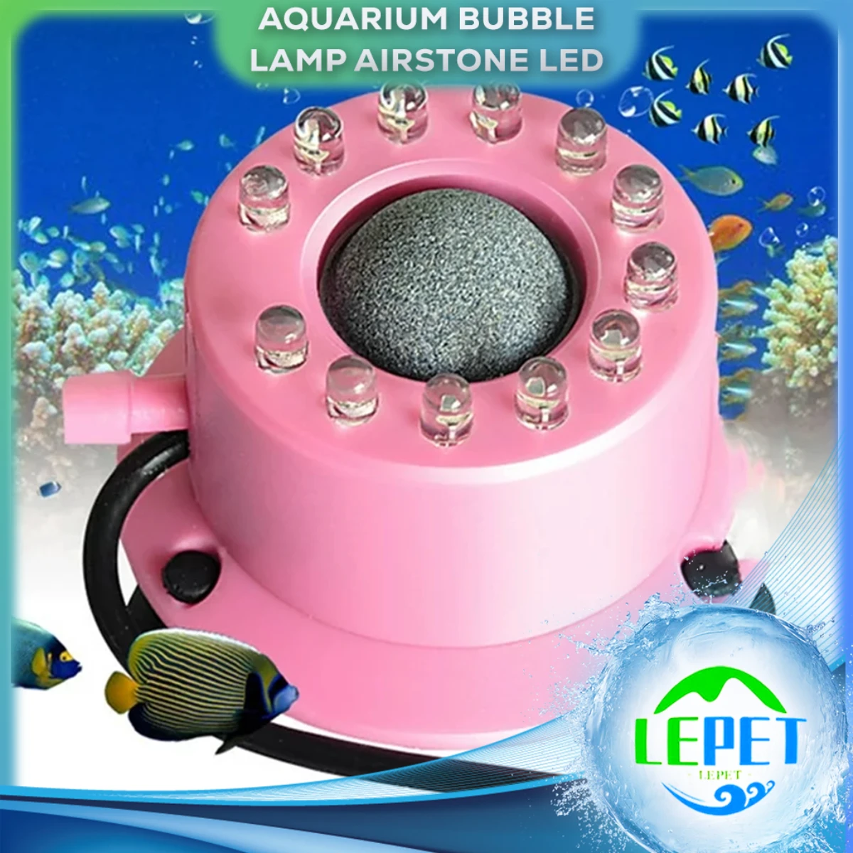 LEPET aquarium bubble lamp airstone led DB-01 Lampu gelembung udara Aerator Aquarium