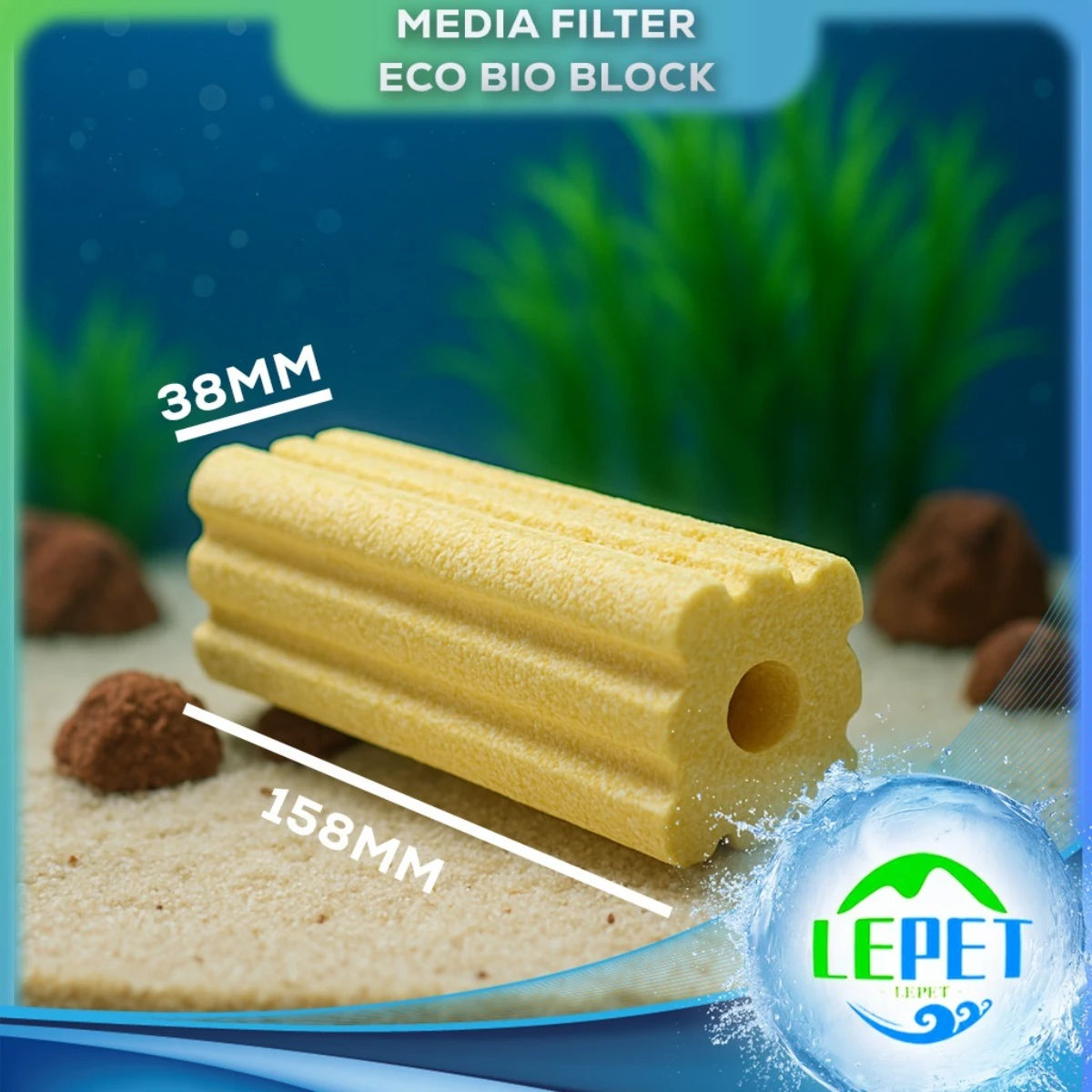 LEPET MEDIA FILTER ECO BIO BLOCK 15.5cm x 3.5cm RUMAH BAKTERI MOMOGI AQUARIUM REEF TANK