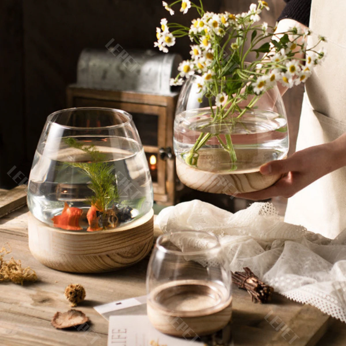 LEPET AQUARIUM MINI KECIL A17 / AKUARIUM IKAN CUPANG HIAS / KURA-KURA foto 8