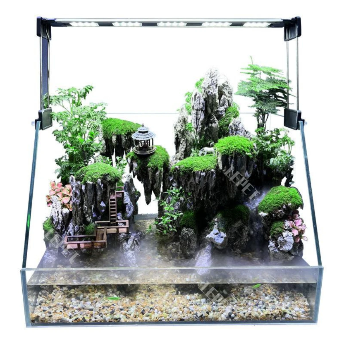 LEPET Akuarium Ikan Mini JR310 (40/50/60 cm) Tangki Ikan Mini dengan bahan kaca super bening foto 3