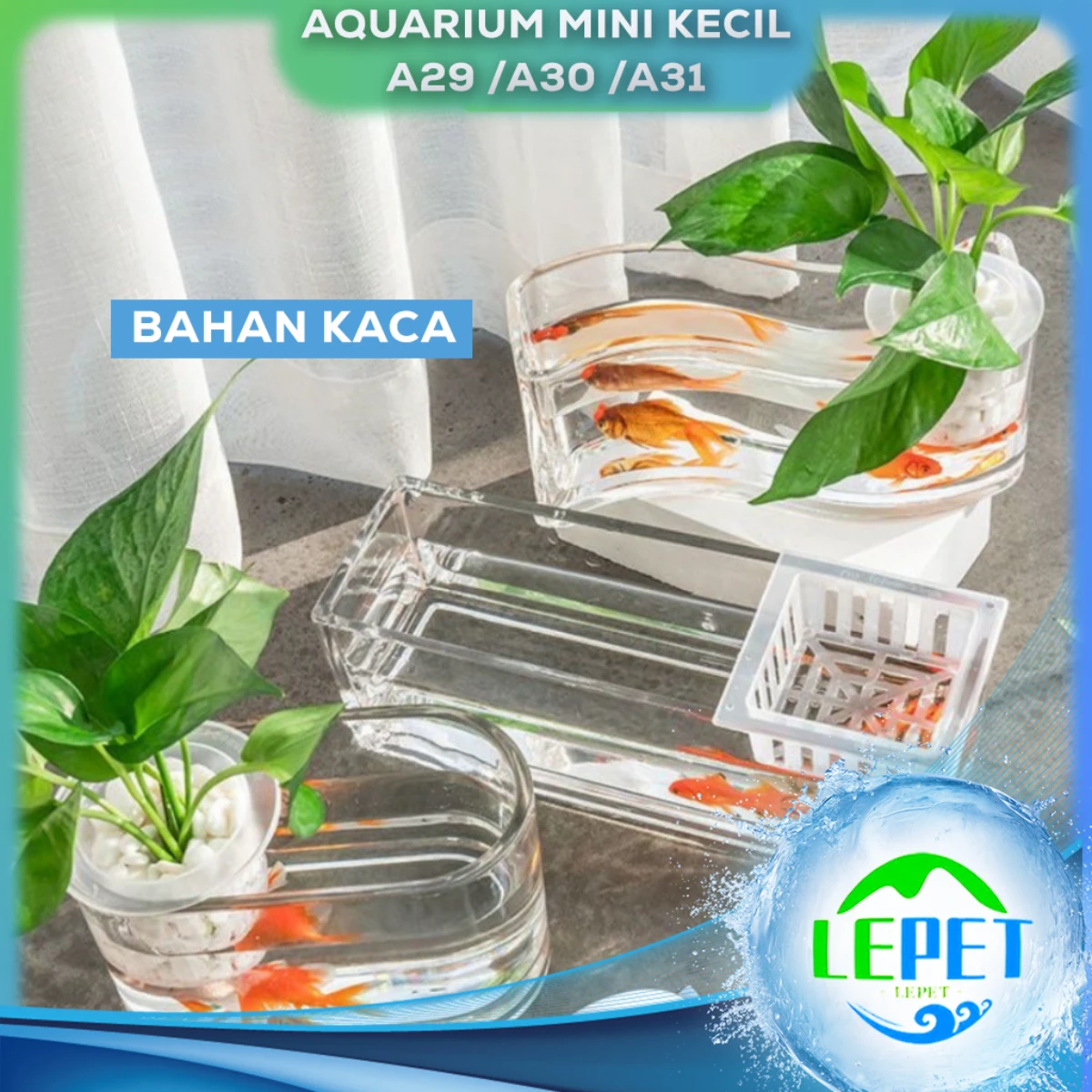 LEPET AQUARIUM MINI KECIL A29 /A30 /A31 / AKUARIUM IKAN CUPANG HIAS