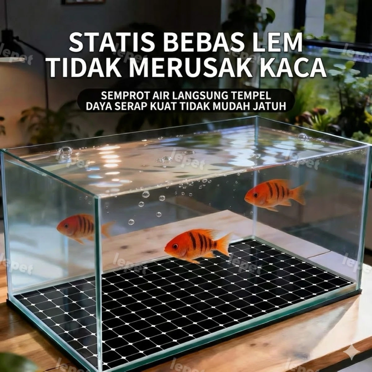 LEPET STICKER DASAR AQUARIUM 30x30cm MOTIF KOTAK-KOTAK foto 2