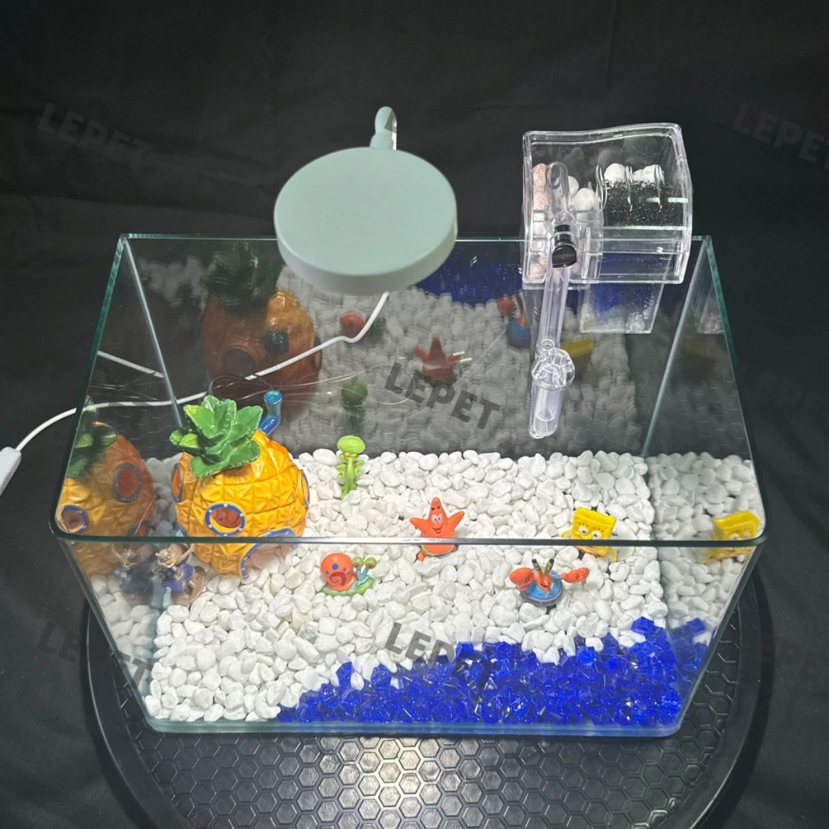 LEPET AQUARIUM SET SPONGEBOB 30CM / AQUARIUM MELENGKUNG / AQUASCAPE / AQUARIUM BENDING foto 4