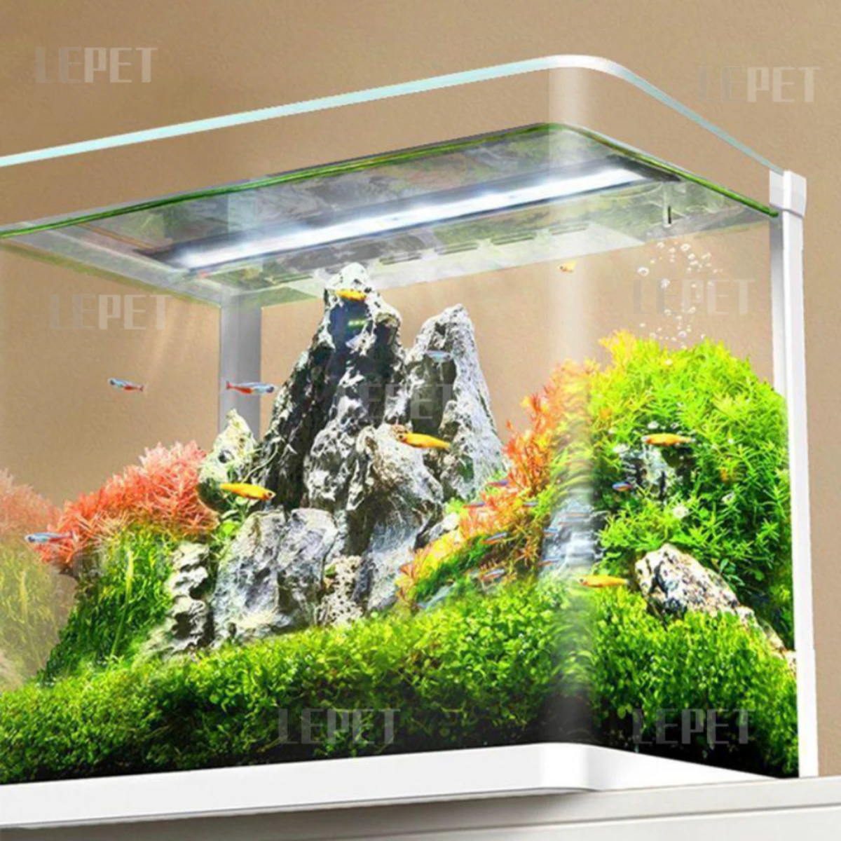 LEPET Akuarium Ikan JR511 (30/35/40 cm) Tangki Ikan Mini dengan bahan kaca super bening melengkung foto 3